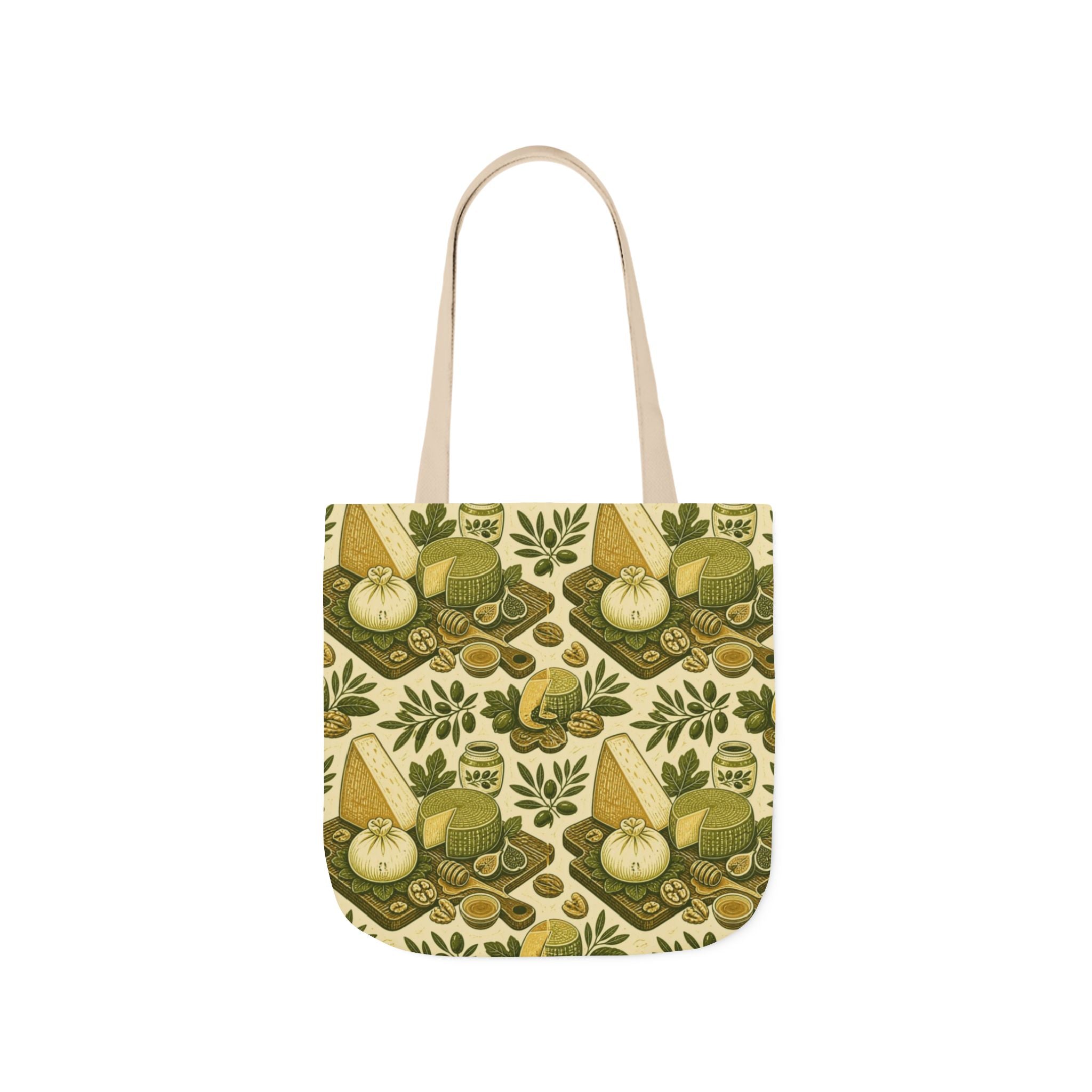 Italian Cheese Board Canvas Tote Bag Mediterranean Kitchen Linocut Design Italian Cottagecore Gift