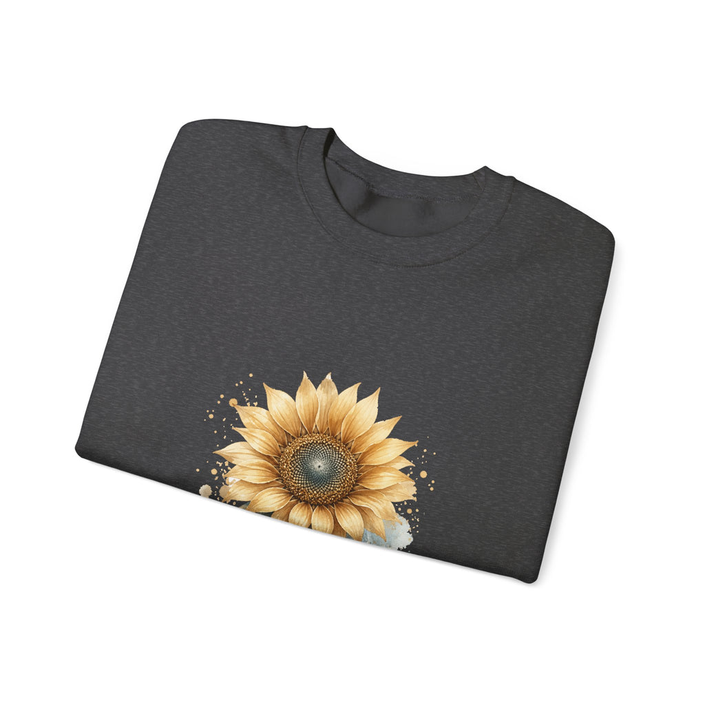 Matching Couple Sweatshirt - Sunflower & Moonflower Matching Couple Comfort Colors Crew Watercolor Art His Hers Birthday Gift - Design A