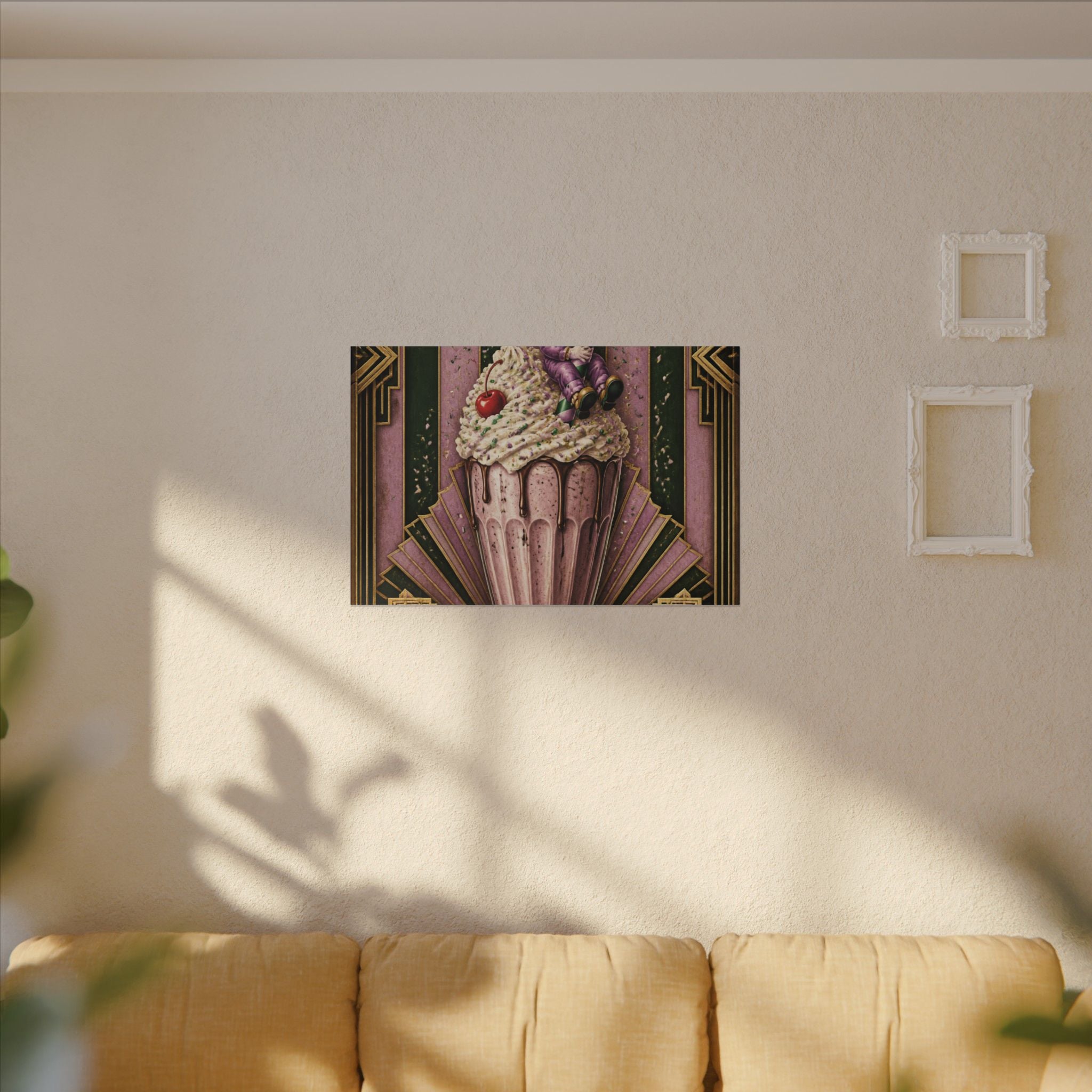 Milkshake Slide Clown Wall Art Canvas 16×20 Art Deco Entryway Decor Maximalist Print
