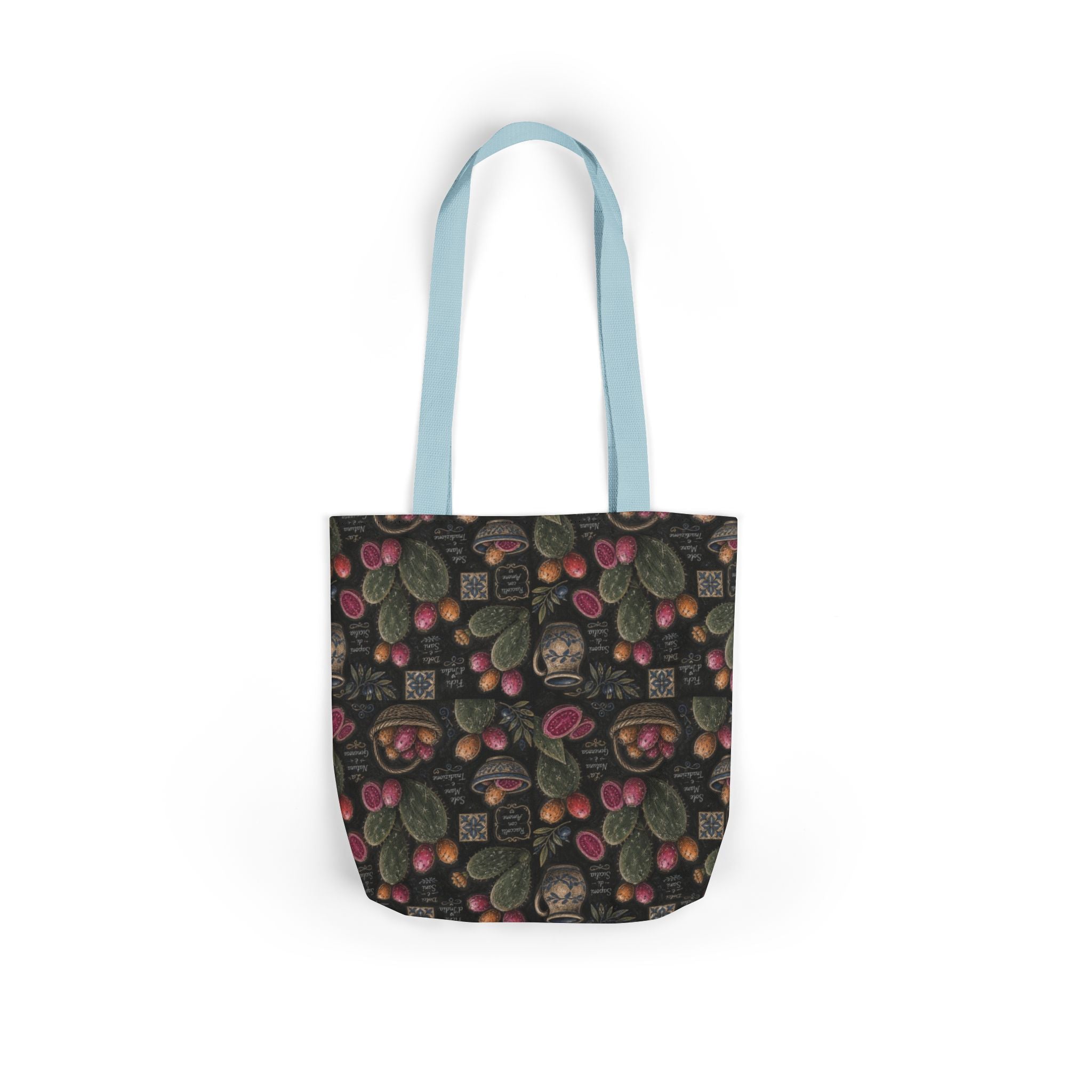 Prickly Pear Cactus Fruit Canvas Tote Bag Mediterranean Kitchen Chalk Art Design Italian Cottagecore Gift