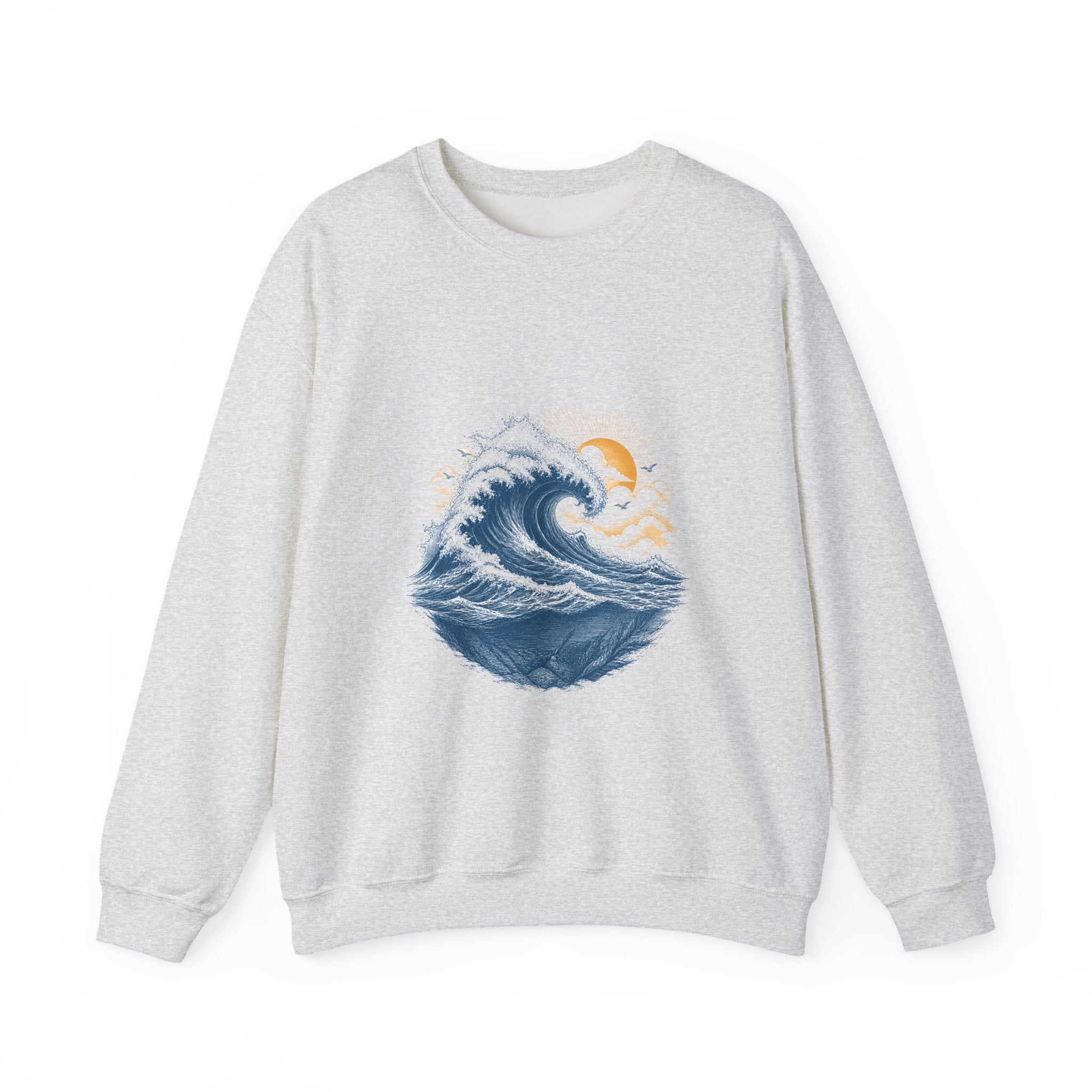 Matching Couple Sweatshirt - Mountain & Ocean Matching Couple Premium Fleece Sweatshirt Vintage Art His Hers Honeymoon Gift - Design B