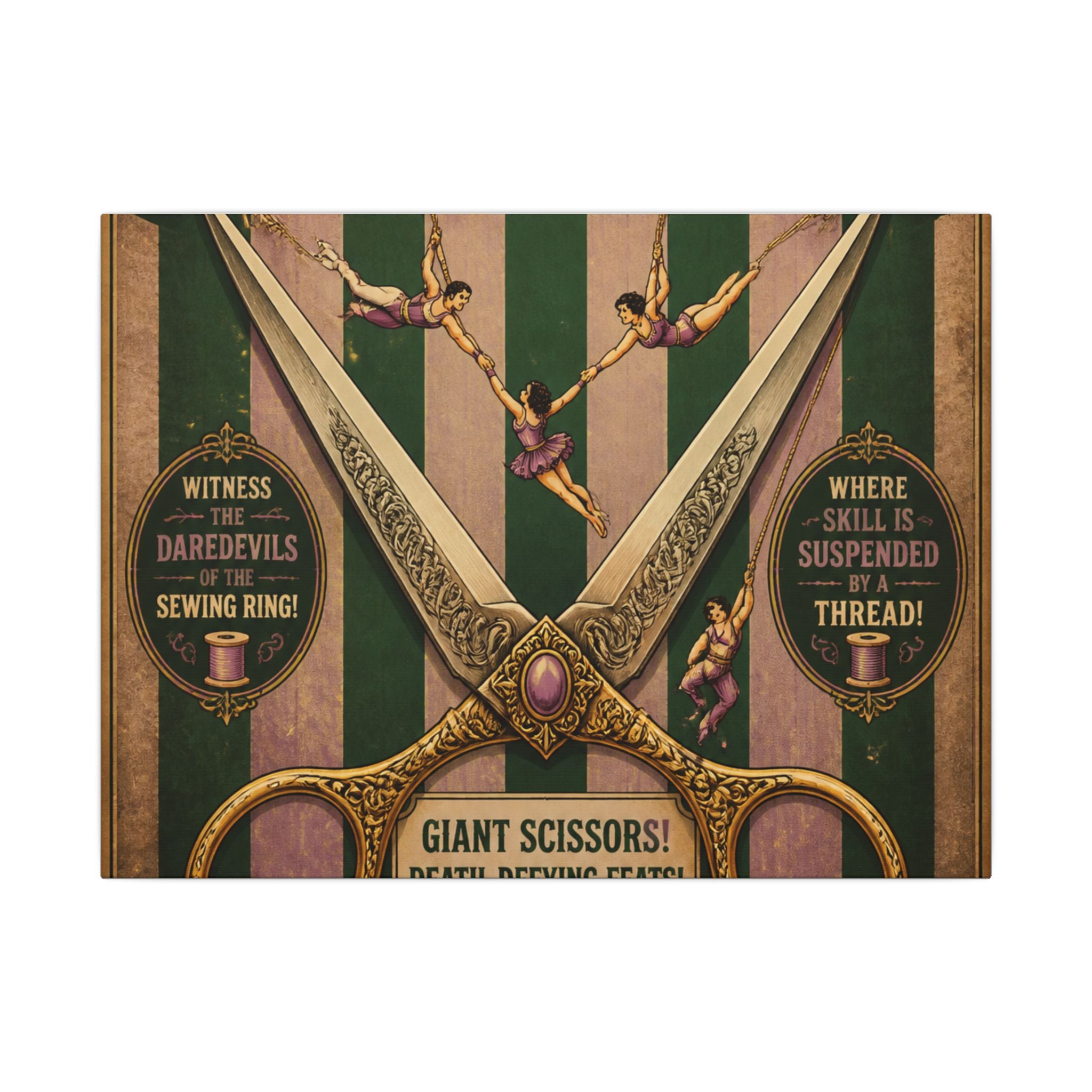 Giant Scissors Trapeze Wall Art Canvas 24×36 Vintage Circus Bedroom Decor Maximalist Print