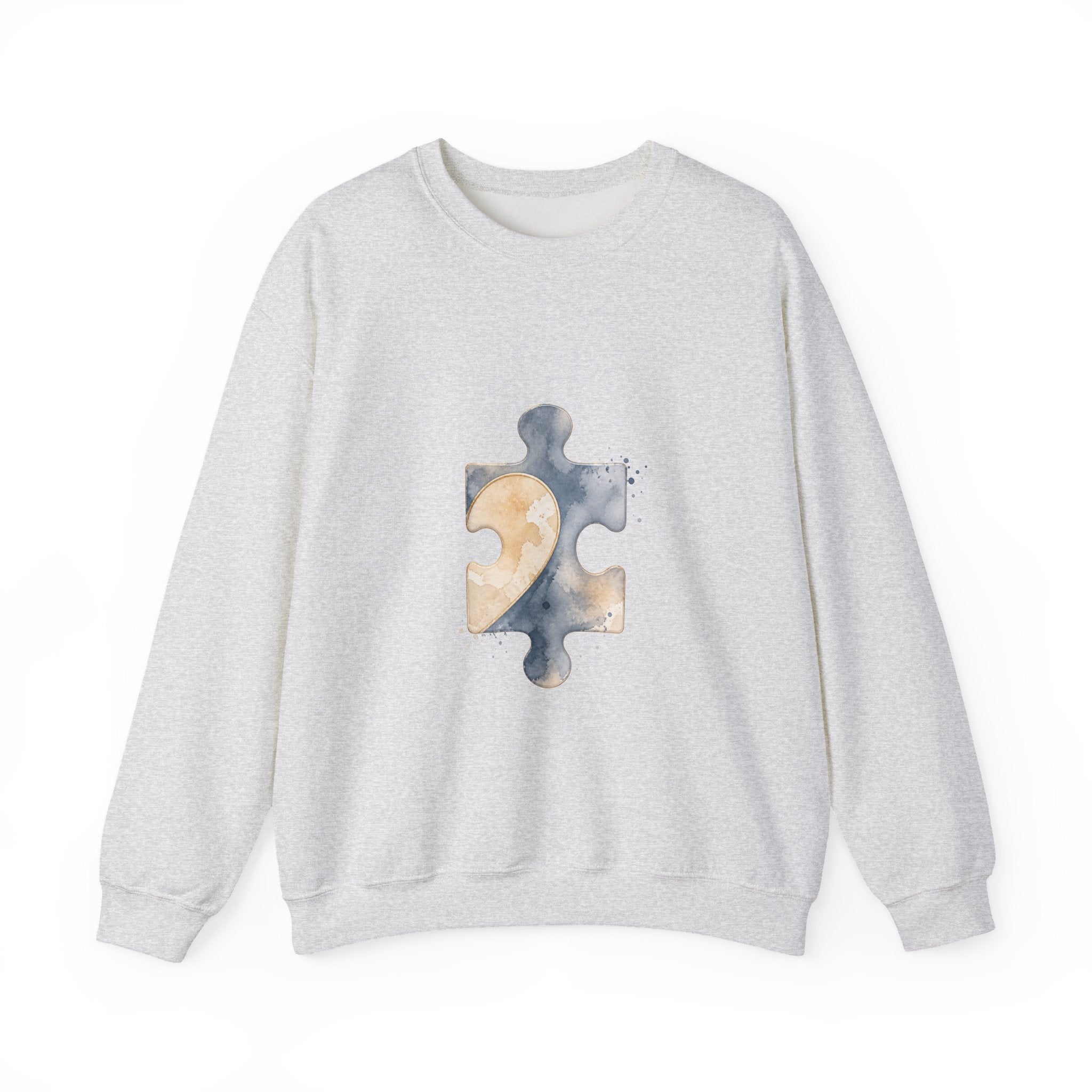 Matching Couple Sweatshirt - Puzzle Pieces Matching Couple Premium Fleece Sweatshirt Watercolor Art His Hers Birthday Gift - Design B