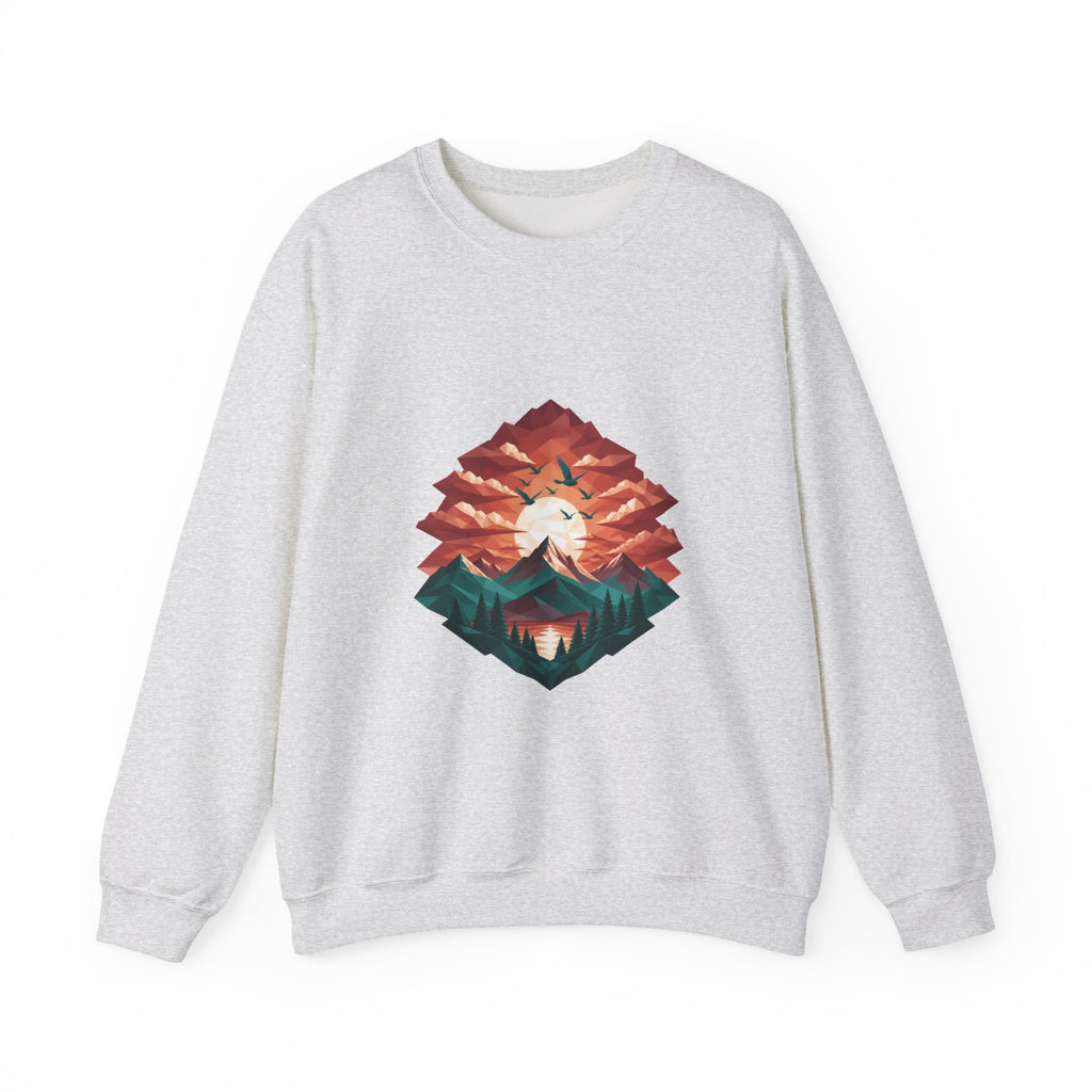Matching Couple Sweatshirt - Sunrise & Sunset Matching Couple Premium Fleece Sweatshirt Geometric Art His Hers Love Gift - Design B