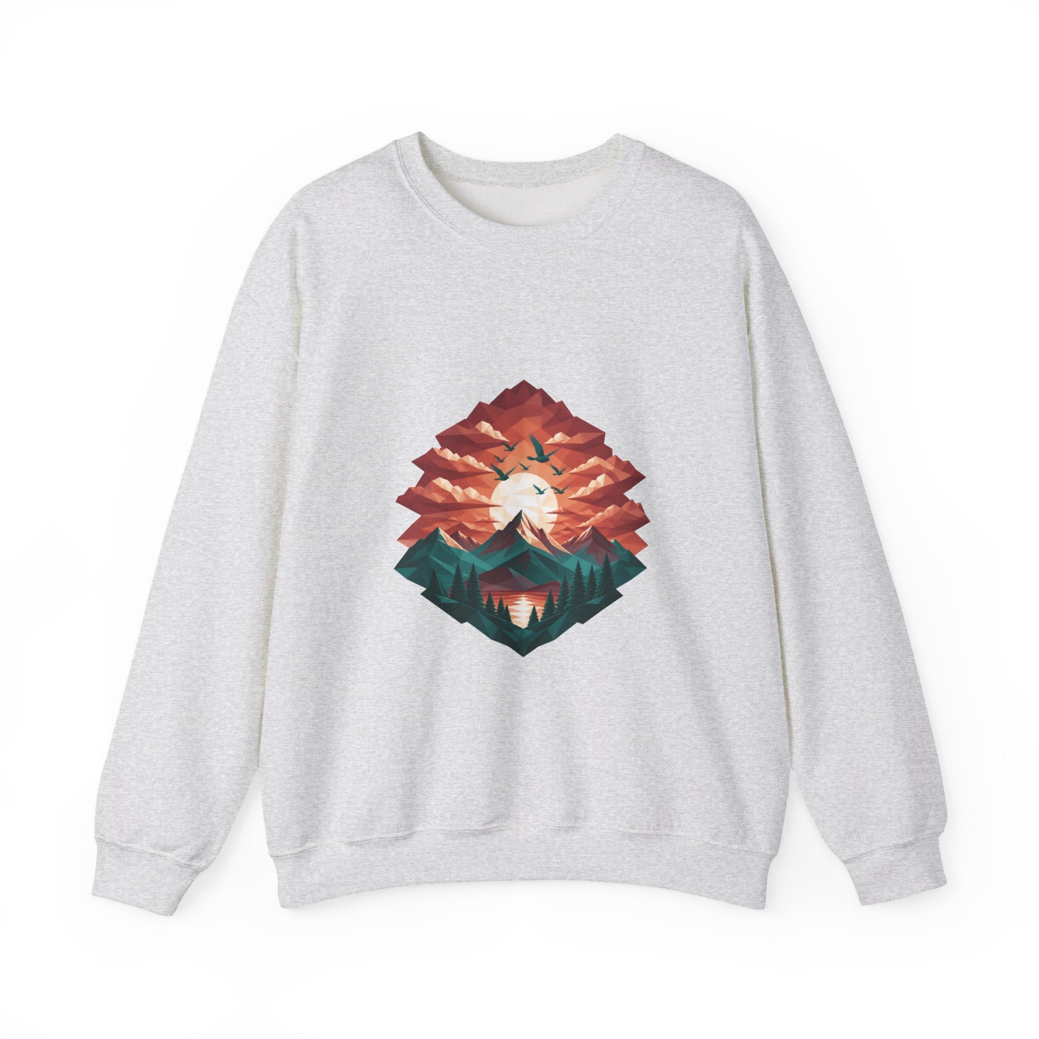 Matching Couple Sweatshirt - Sunrise & Sunset Matching Couple Premium Fleece Sweatshirt Geometric Art His Hers Love Gift - Design B