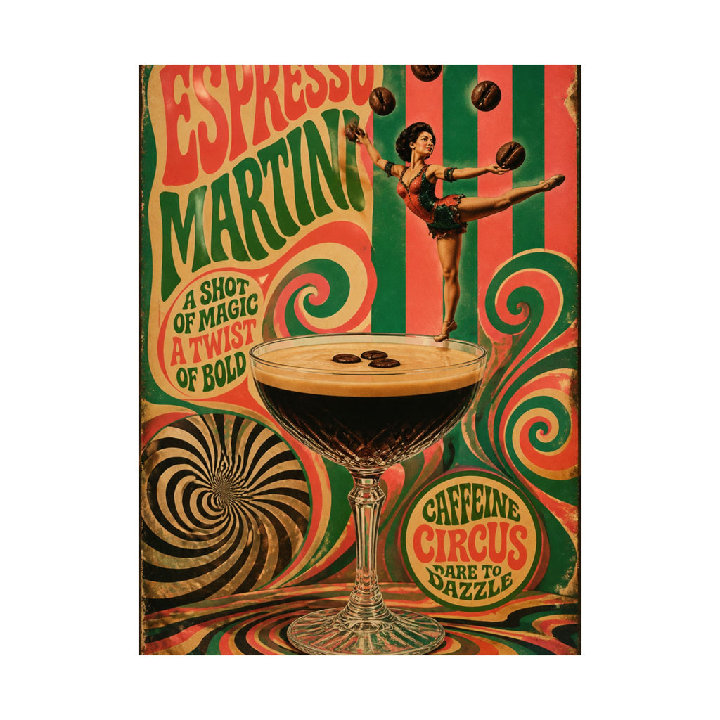 Espresso Martini Acrobat Wall Art Poster 24×36 Psychedelic Dining Room Decor Maximalist Print