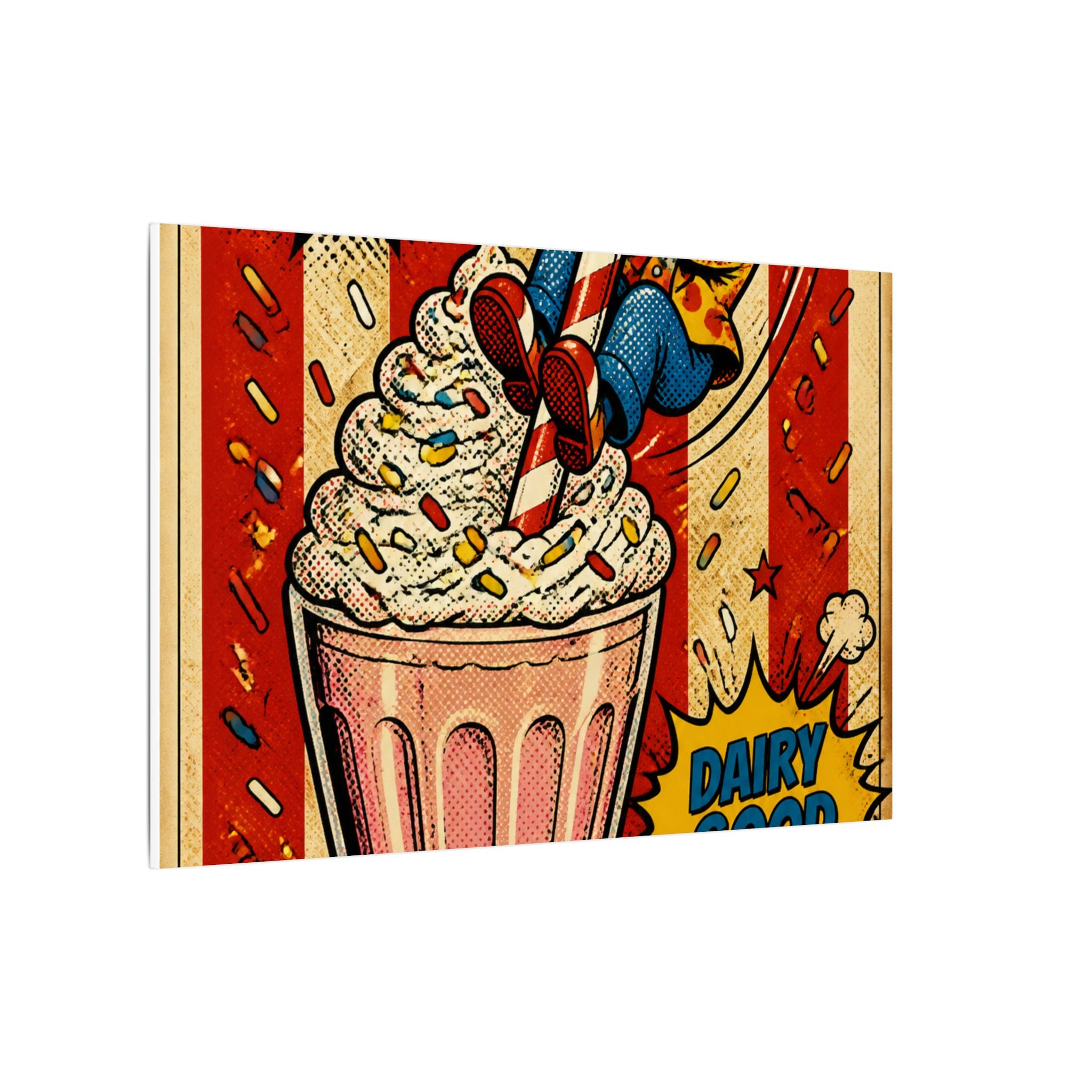 Milkshake Slide Clown Wall Art Canvas 24×36 Pop Art Restaurant Decor Maximalist Print