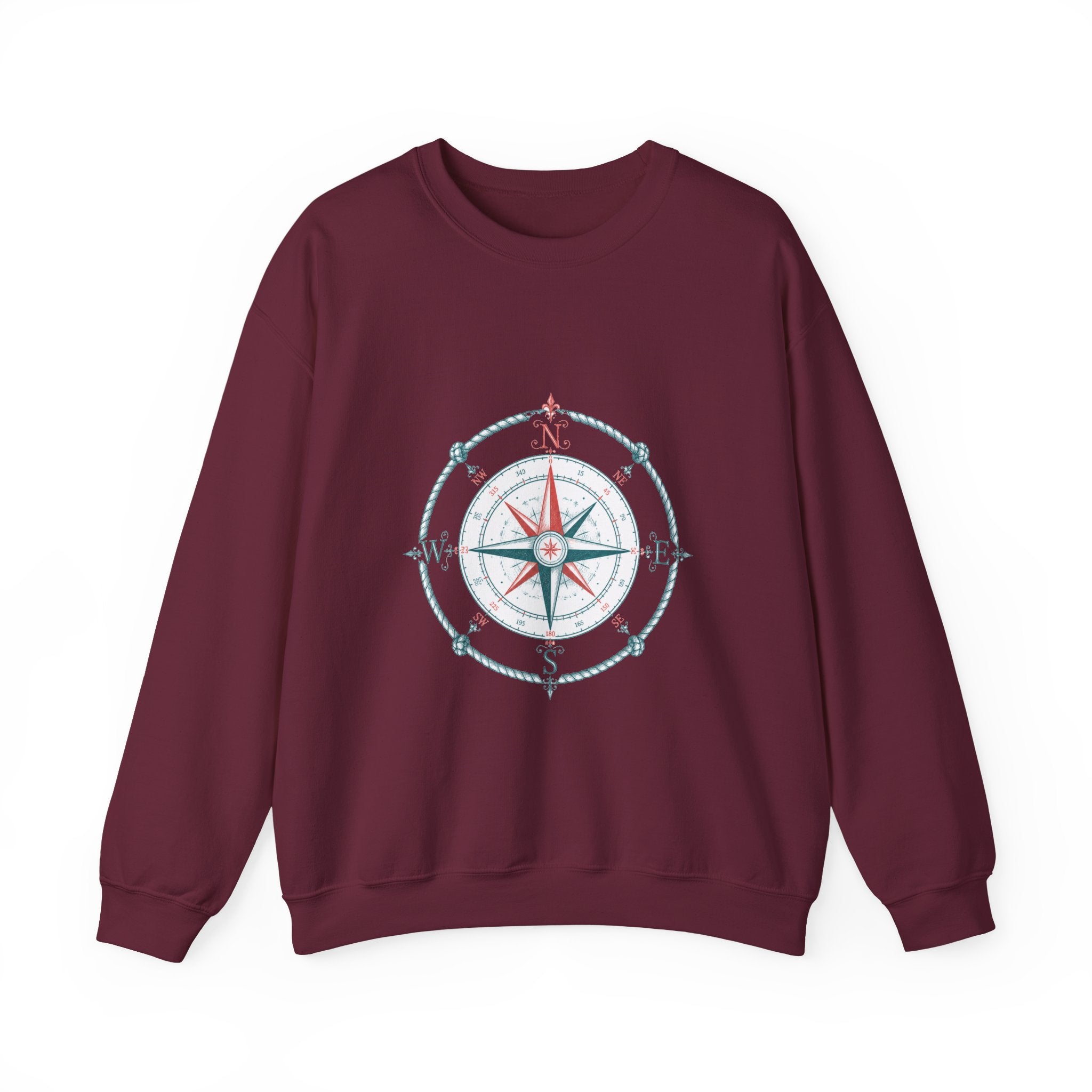 Matching Couple Sweatshirt - Compass North & South Matching Couple Premium Fleece Sweatshirt Hand-Drawn Art His Hers Anniversary Gift - Design A