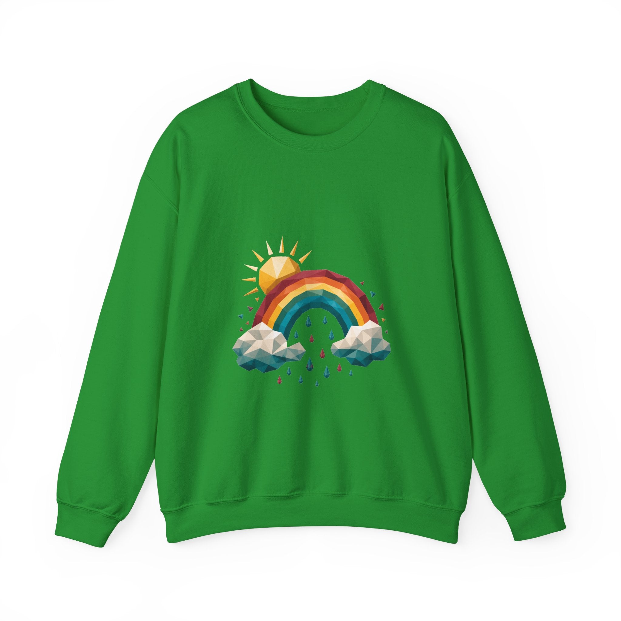 Matching Couple Sweatshirt - Storm & Rainbow Matching Couple Crewneck Sweatshirt Geometric Art His Hers Couple Gift - Design B