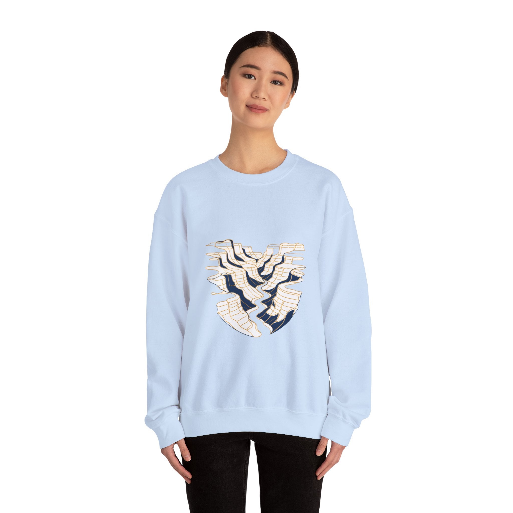 Matching Couple Sweatshirt - Lavender Fields & Canyon Matching Couple Crewneck Sweatshirt Minimalist Art His Hers Valentine Gift - Design B
