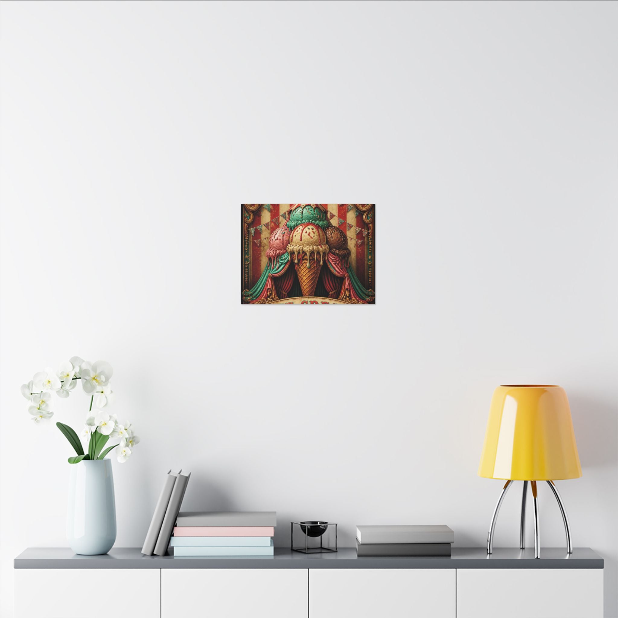 Ice Cream Cone Circus Tent Wall Art Canvas 24×36 Baroque Studio Decor Maximalist Print
