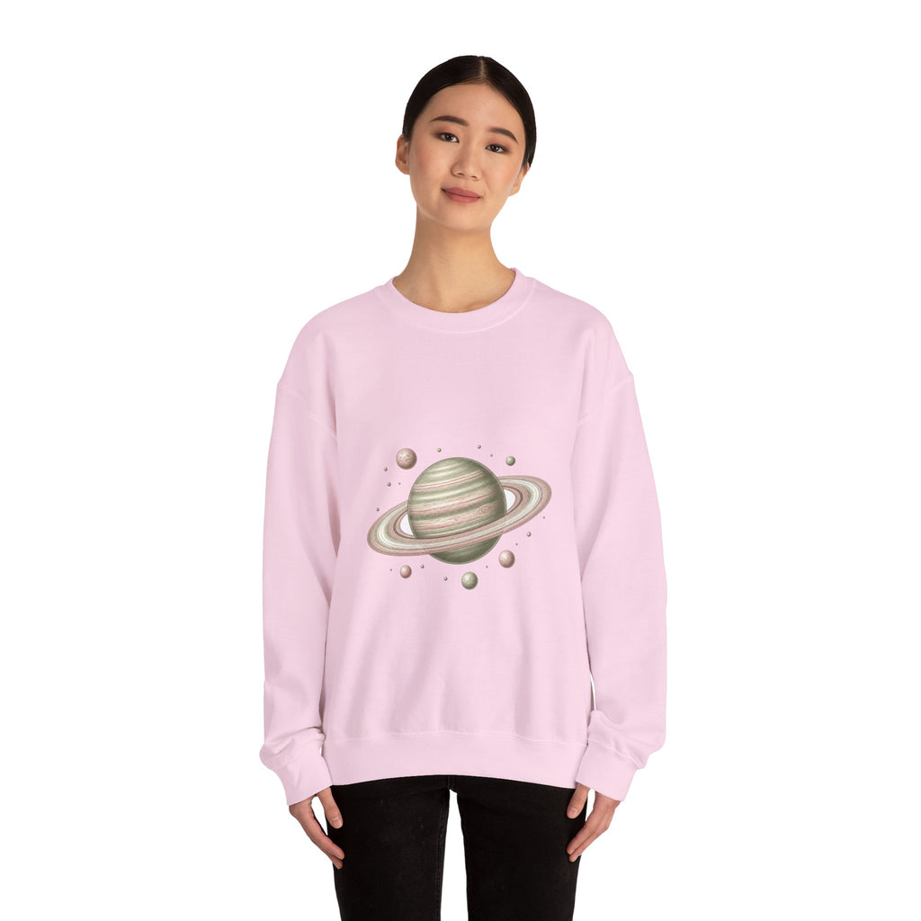 Matching Couple Sweatshirt - Saturn & Jupiter Matching Couple Premium Fleece Sweatshirt Vintage Art His Hers Honeymoon Gift - Design A