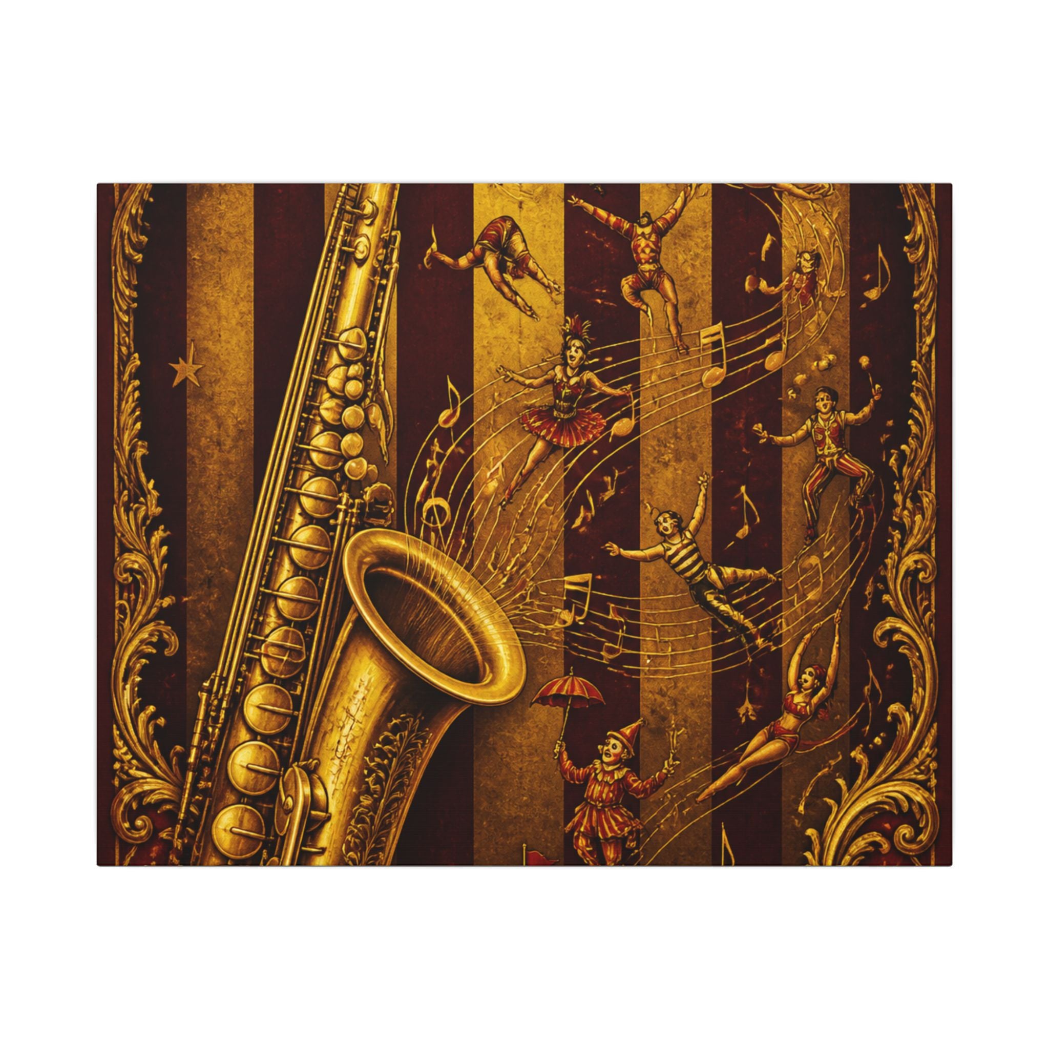 Saxophone Music Circus Wall Art Canvas 16×20 Baroque Home Office Decor Maximalist Print