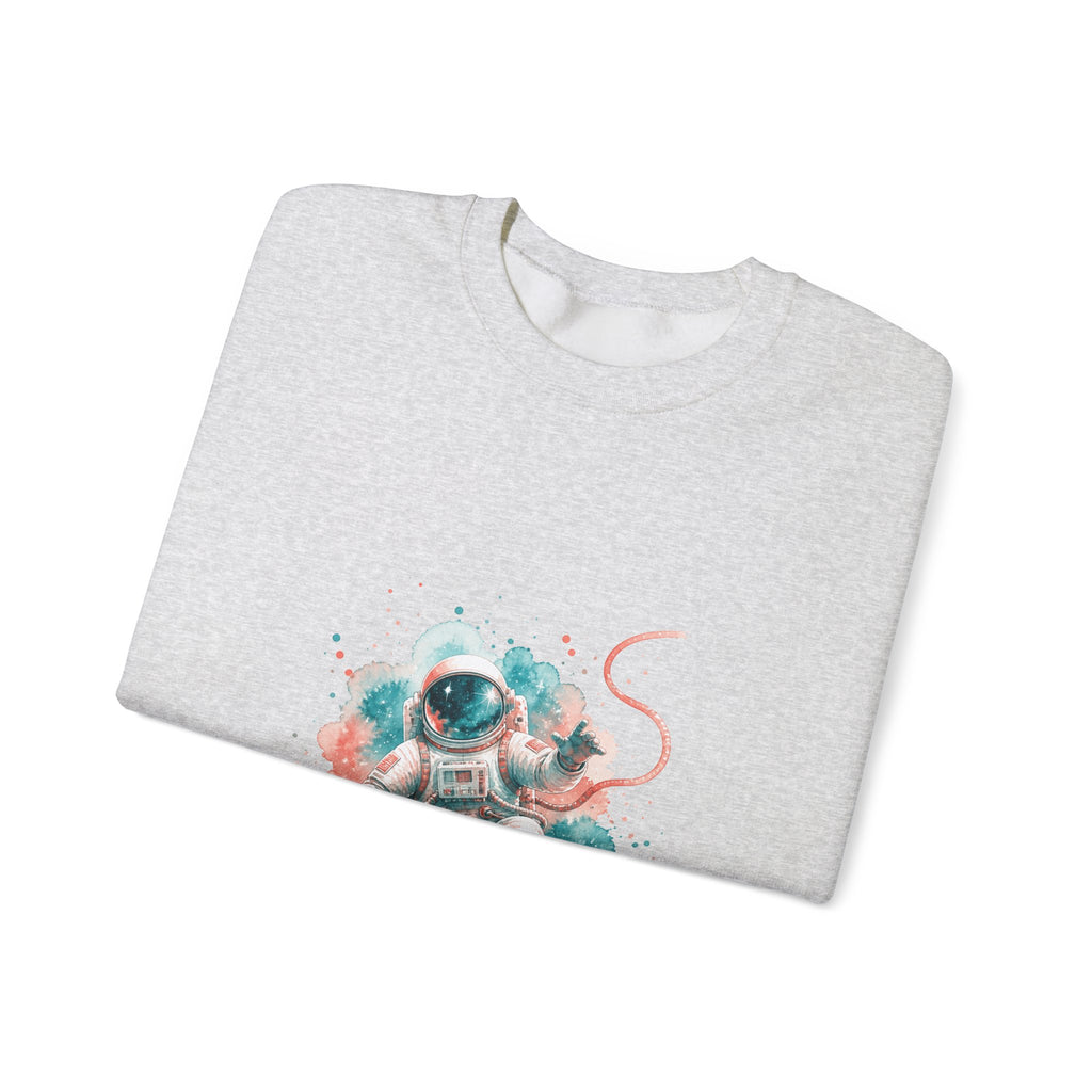 Matching Couple Sweatshirt - Astronaut & Planet Matching Couple Premium Fleece Sweatshirt Watercolor Art His Hers Birthday Gift - Design A
