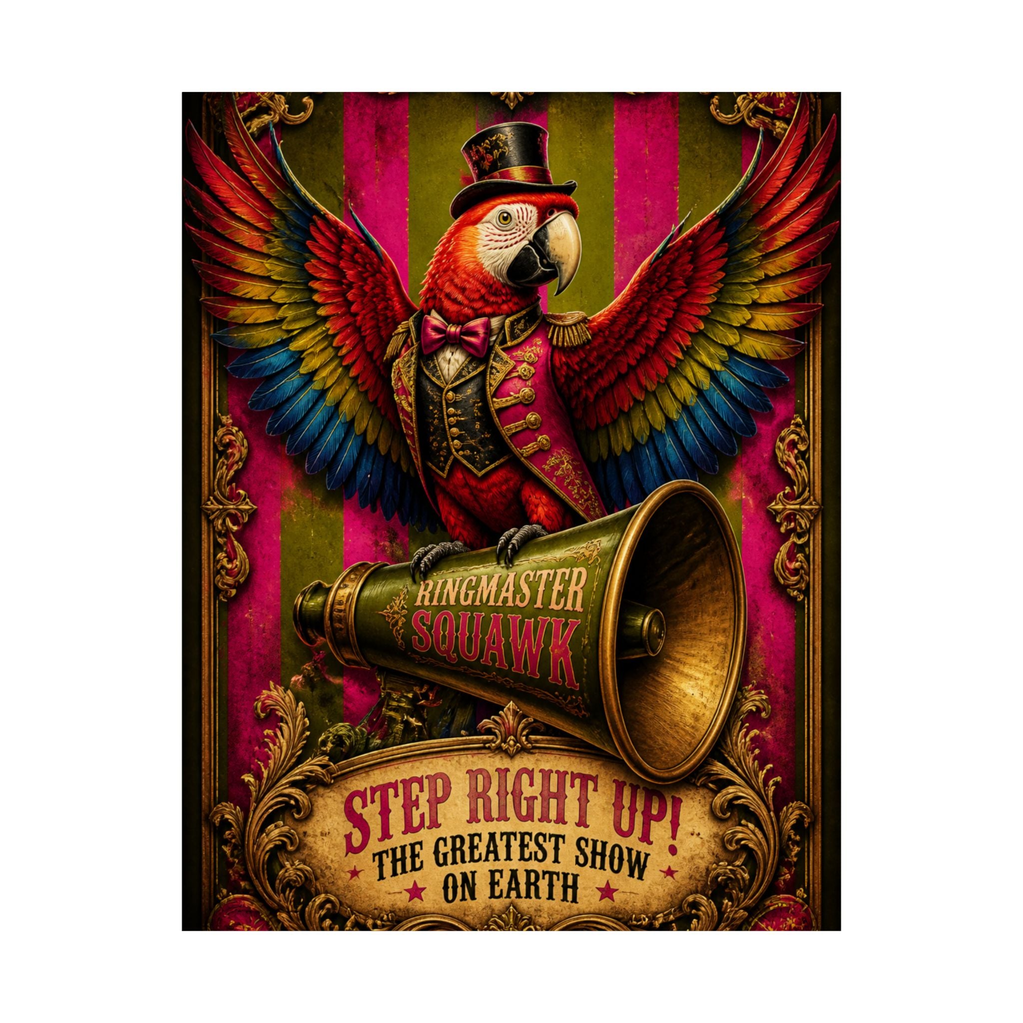 Parrot Ringmaster Wall Art Poster 18×24 Baroque Home Office Decor Maximalist Print