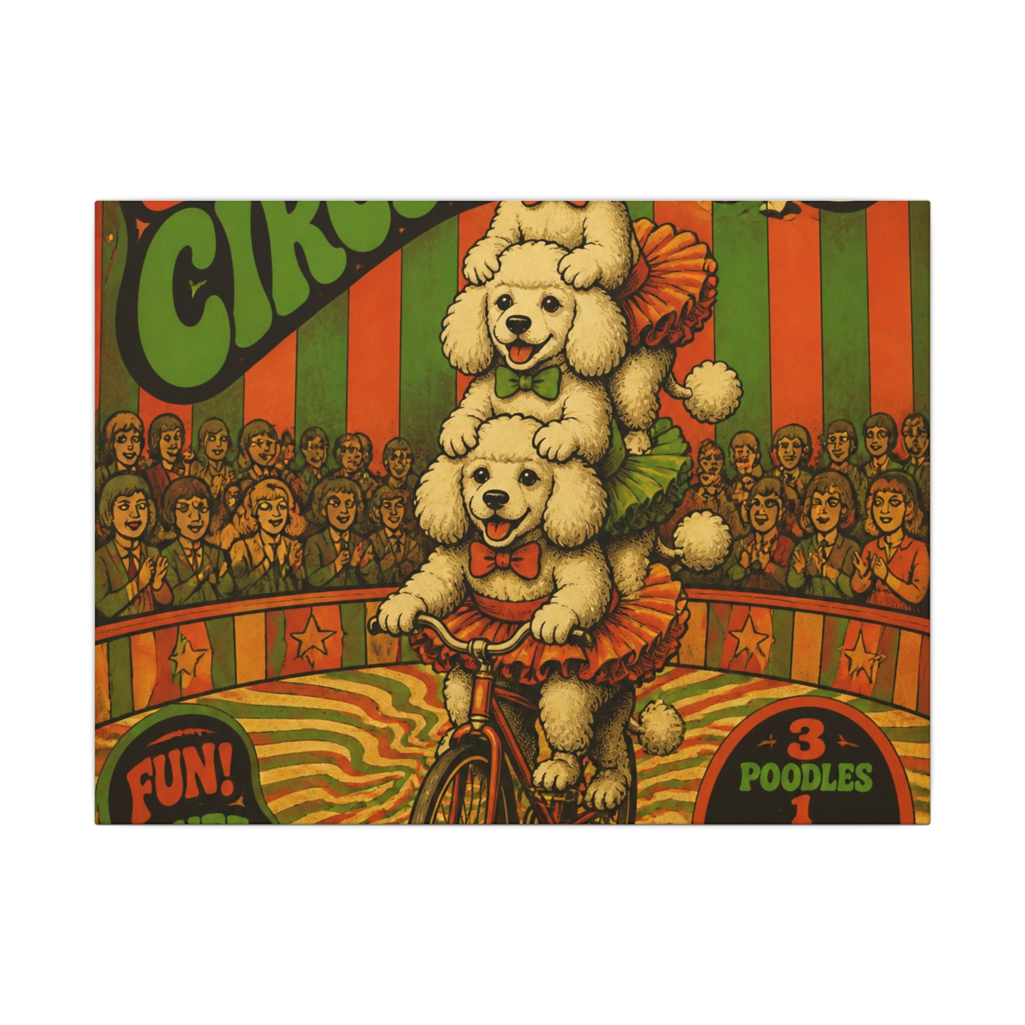 Poodle Stack Bicycle Wall Art Canvas 24×36 Psychedelic Dining Room Decor Maximalist Print