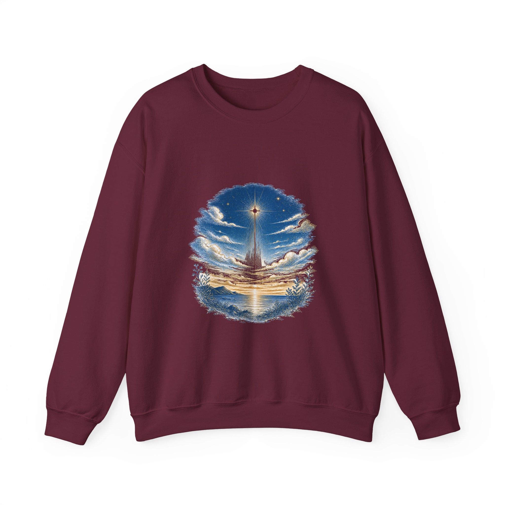 Matching Couple Sweatshirt - Evening & Morning Star Matching Couple Comfort Colors Crew Hand-Drawn Art His Hers Anniversary Gift - Design A