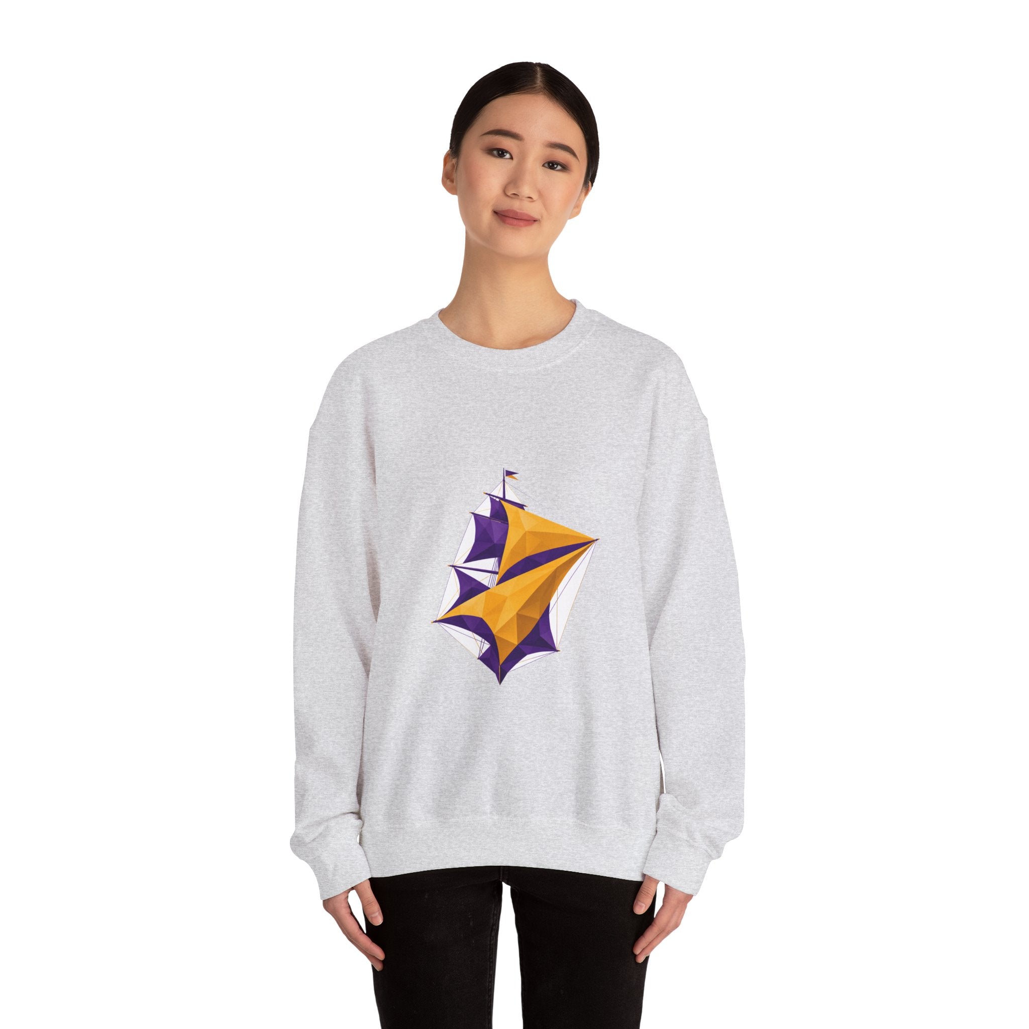 Matching Couple Sweatshirt - Anchor & Sail Matching Couple Crewneck Sweatshirt Geometric Art His Hers Couple Gift - Design B