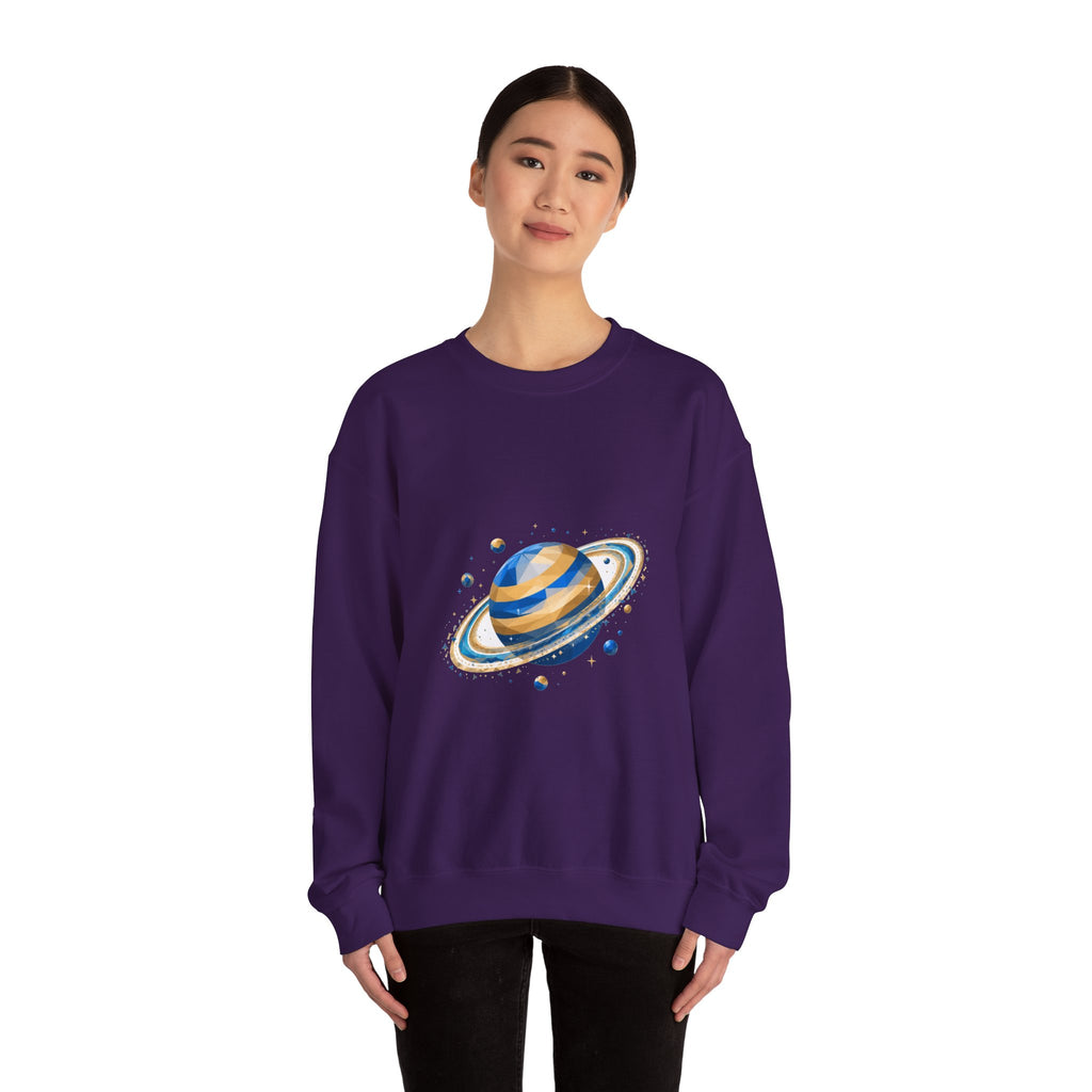 Matching Couple Sweatshirt - Astronaut & Planet Matching Couple Premium Fleece Sweatshirt Geometric Art His Hers Love Gift - Design B