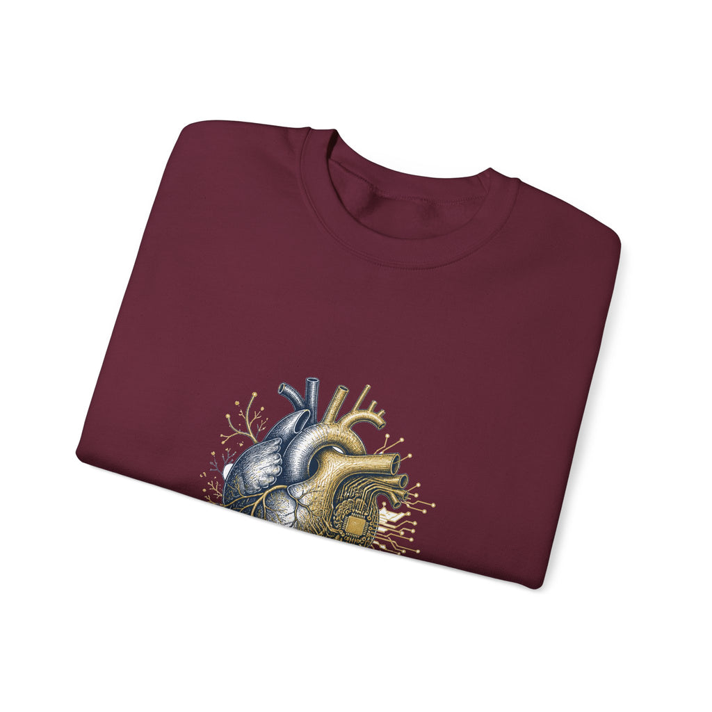 Matching Couple Sweatshirt - Robot & Heart Matching Couple Comfort Colors Crew Hand-Drawn Art His Hers Anniversary Gift - Design B