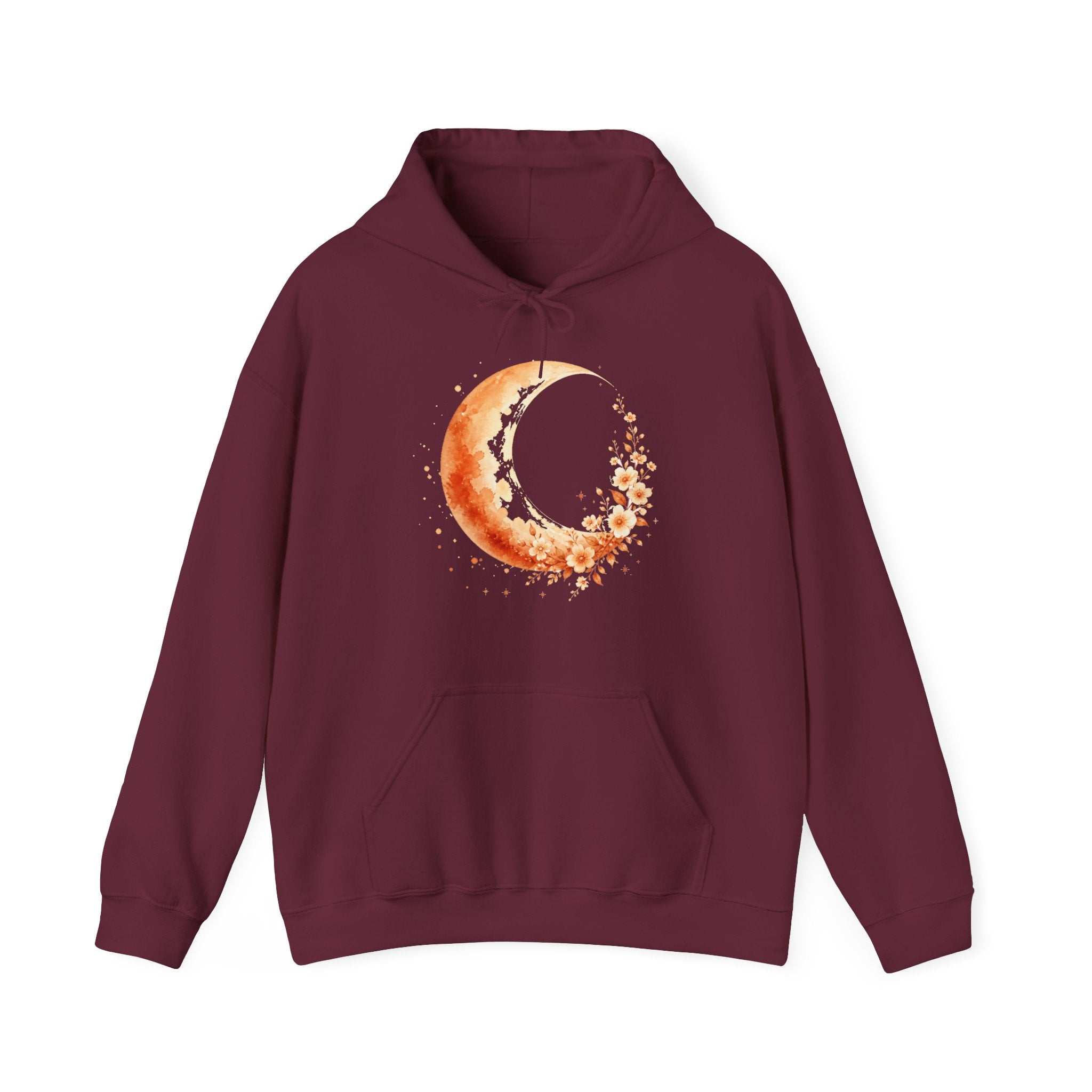 Matching Couple Sweatshirt - Waxing & Waning Moon Matching Couple Hooded Sweatshirt Watercolor Art His Hers Engagement Gift - Design A