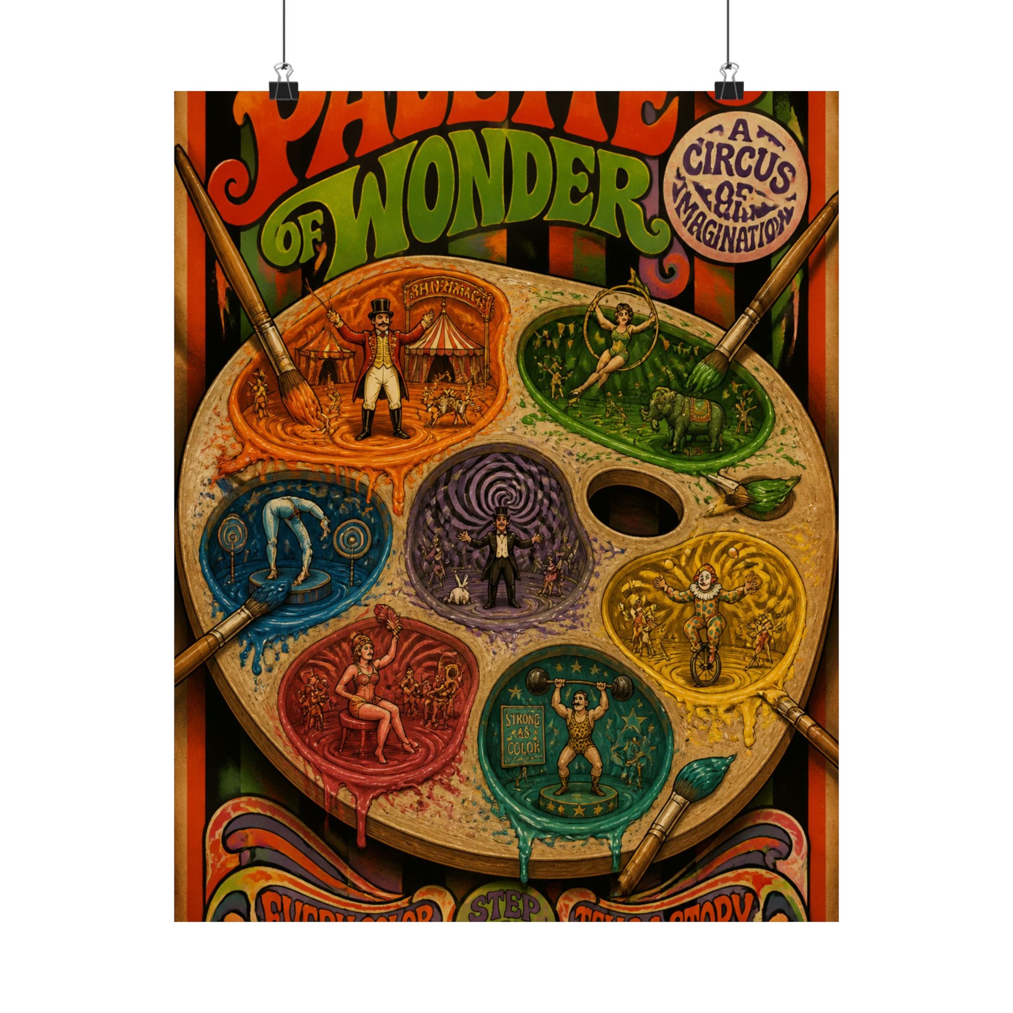 Paint Palette Stage Wall Art Poster 18×24 Psychedelic Cafe Decor Maximalist Print