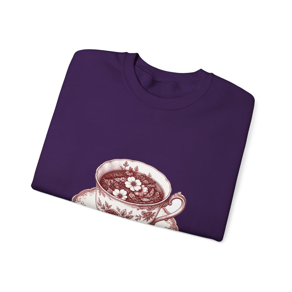 Matching Couple Sweatshirt - Coffee & Tea Matching Couple Comfort Colors Crew Hand-Drawn Art His Hers Anniversary Gift - Design B