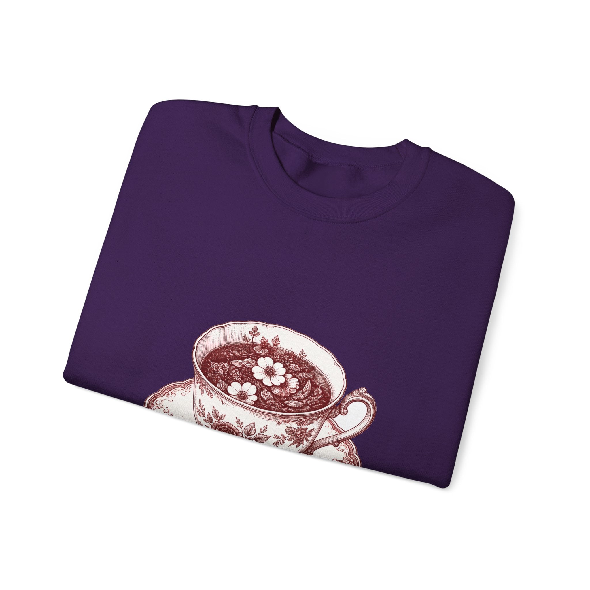 Matching Couple Sweatshirt - Coffee & Tea Matching Couple Comfort Colors Crew Hand-Drawn Art His Hers Anniversary Gift - Design B