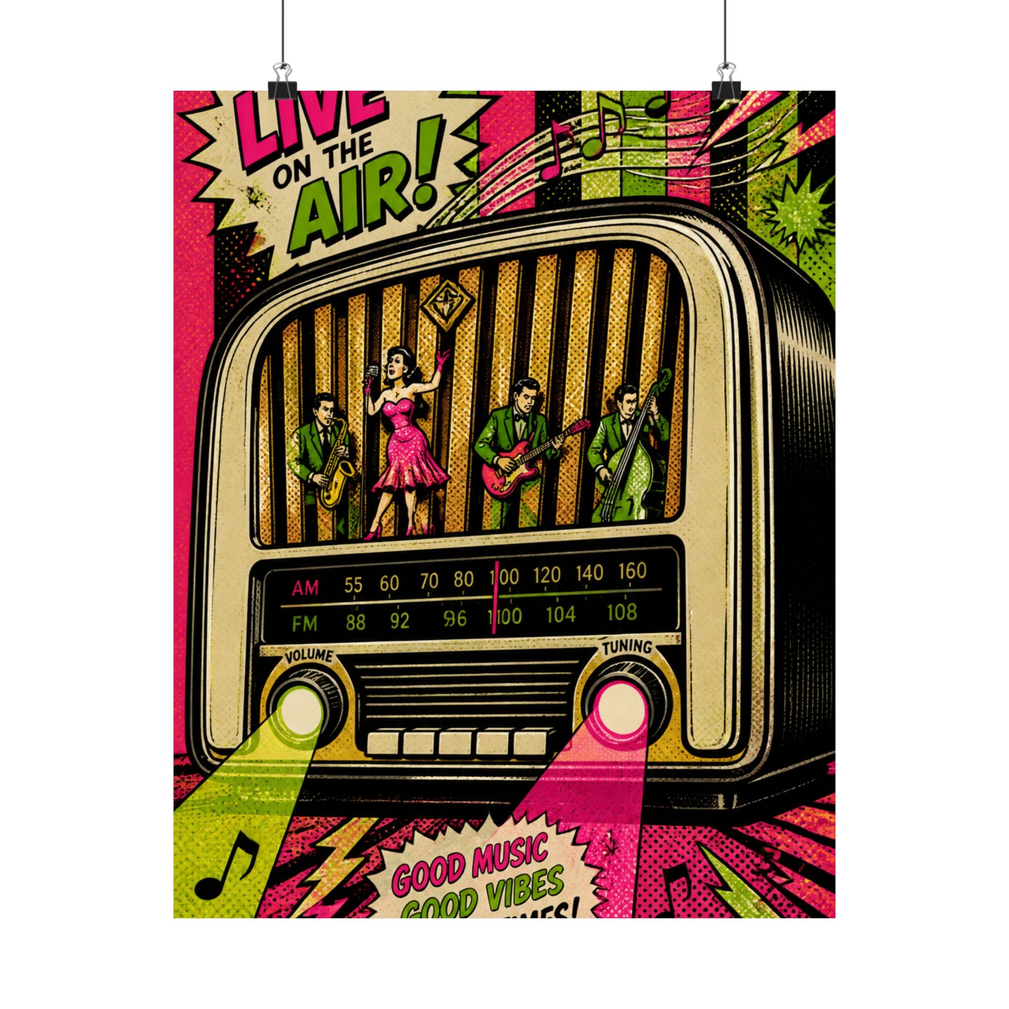 Vintage Radio Stage Wall Art Poster 24×36 Pop Art Restaurant Decor Maximalist Print