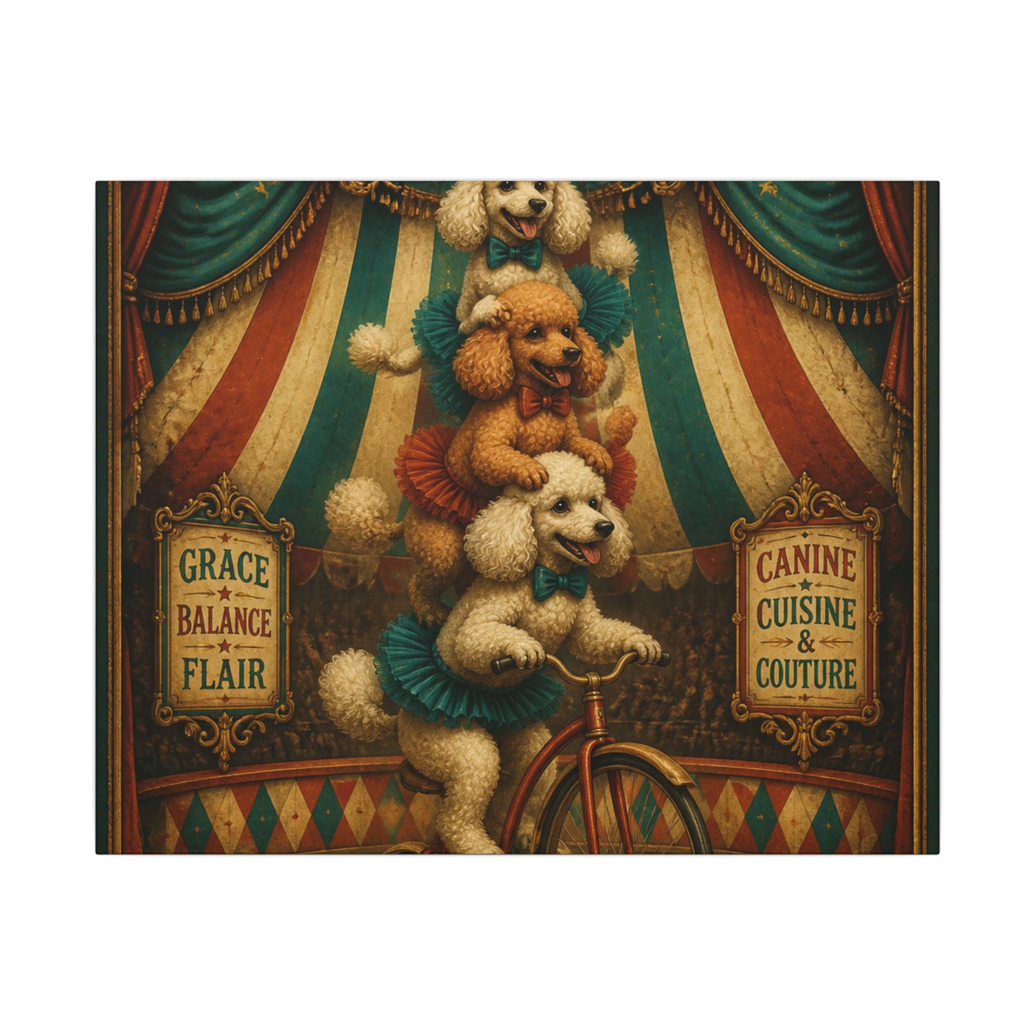 Poodle Stack Bicycle Wall Art Canvas 16×20 Baroque Home Office Decor Maximalist Print