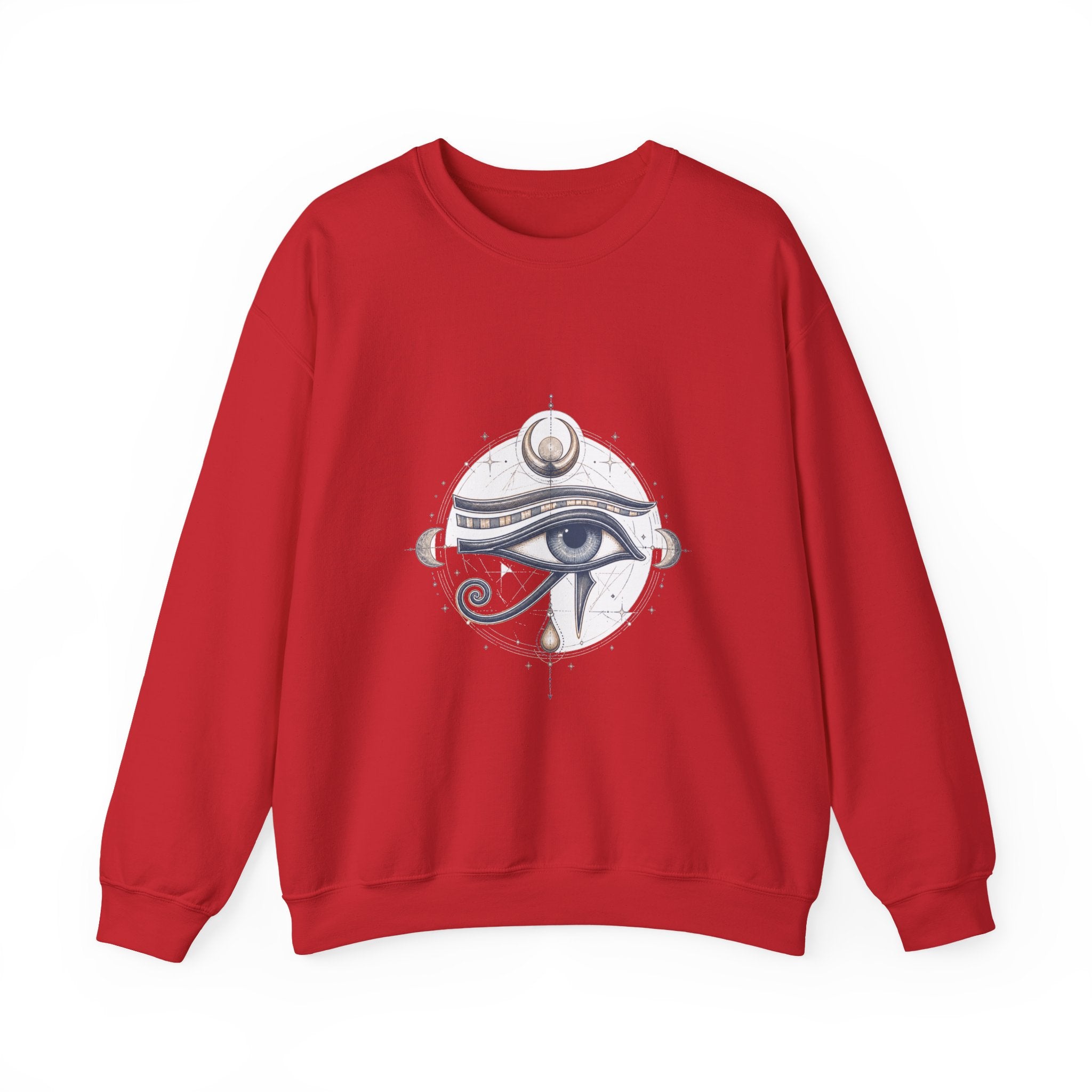 Matching Couple Sweatshirt - Eye of Ra & Horus Matching Couple Crewneck Sweatshirt Hand-Drawn Art His Hers Best Friend Gift - Design B
