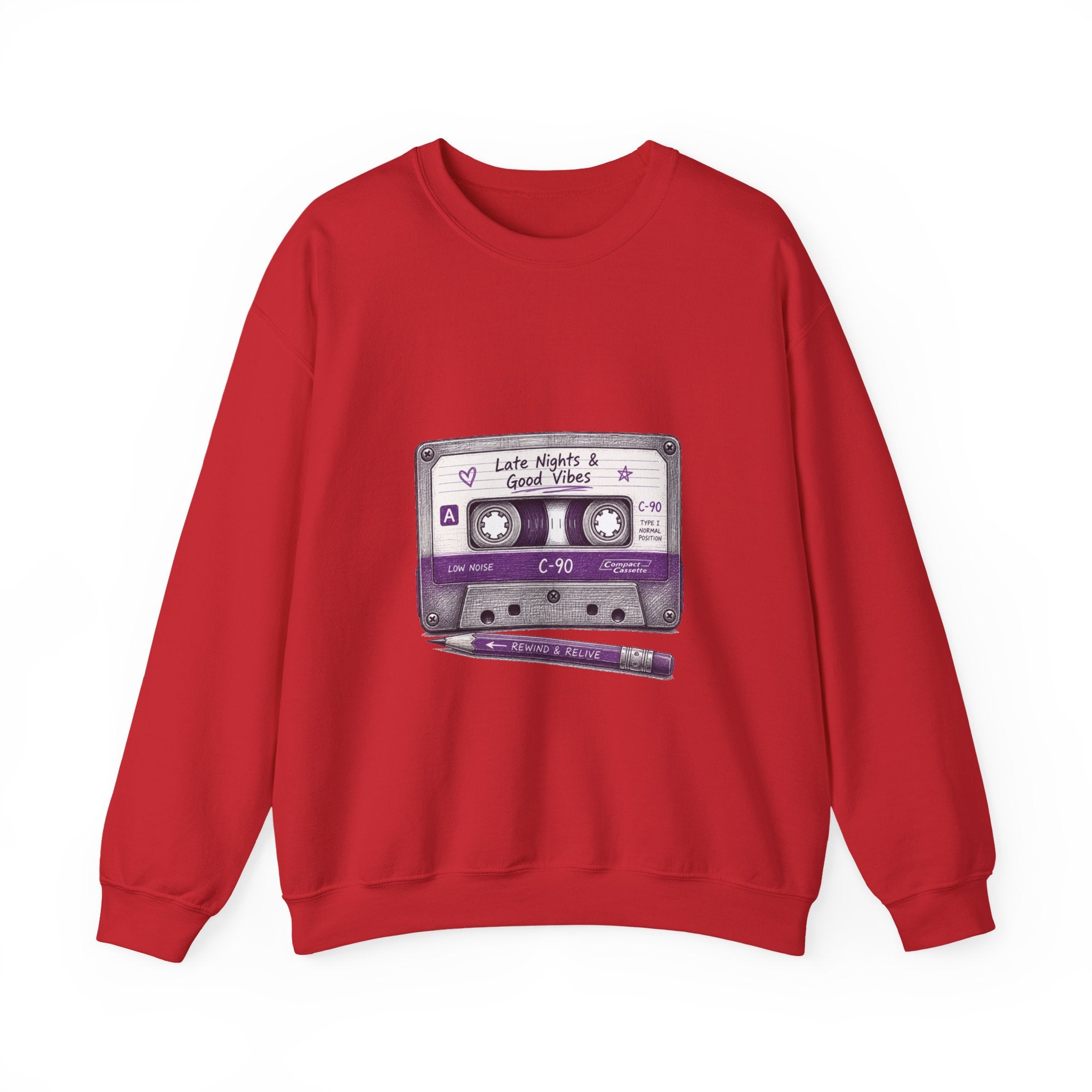Matching Couple Sweatshirt - Vinyl & Cassette Matching Couple Crewneck Sweatshirt Hand-Drawn Art His Hers Best Friend Gift - Design B