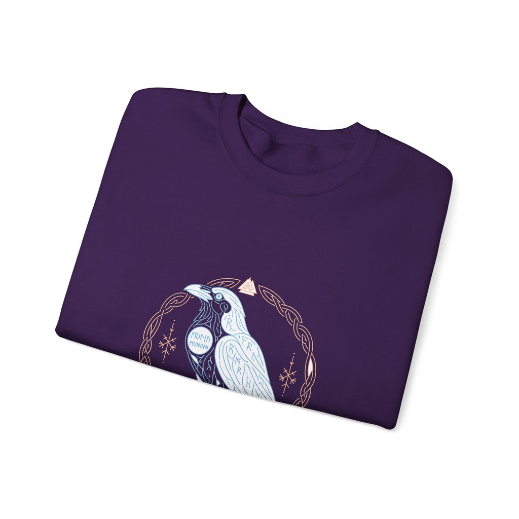 Matching Couple Sweatshirt - Huginn & Muninn Matching Couple Crewneck Sweatshirt Minimalist Art His Hers Valentine Gift - Design B