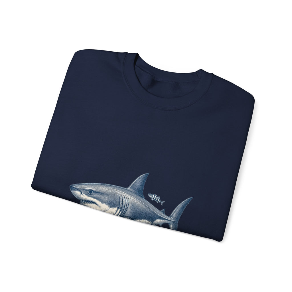 Matching Couple Sweatshirt - Shark & Dolphin Matching Couple Premium Fleece Sweatshirt Vintage Art His Hers Honeymoon Gift - Design A