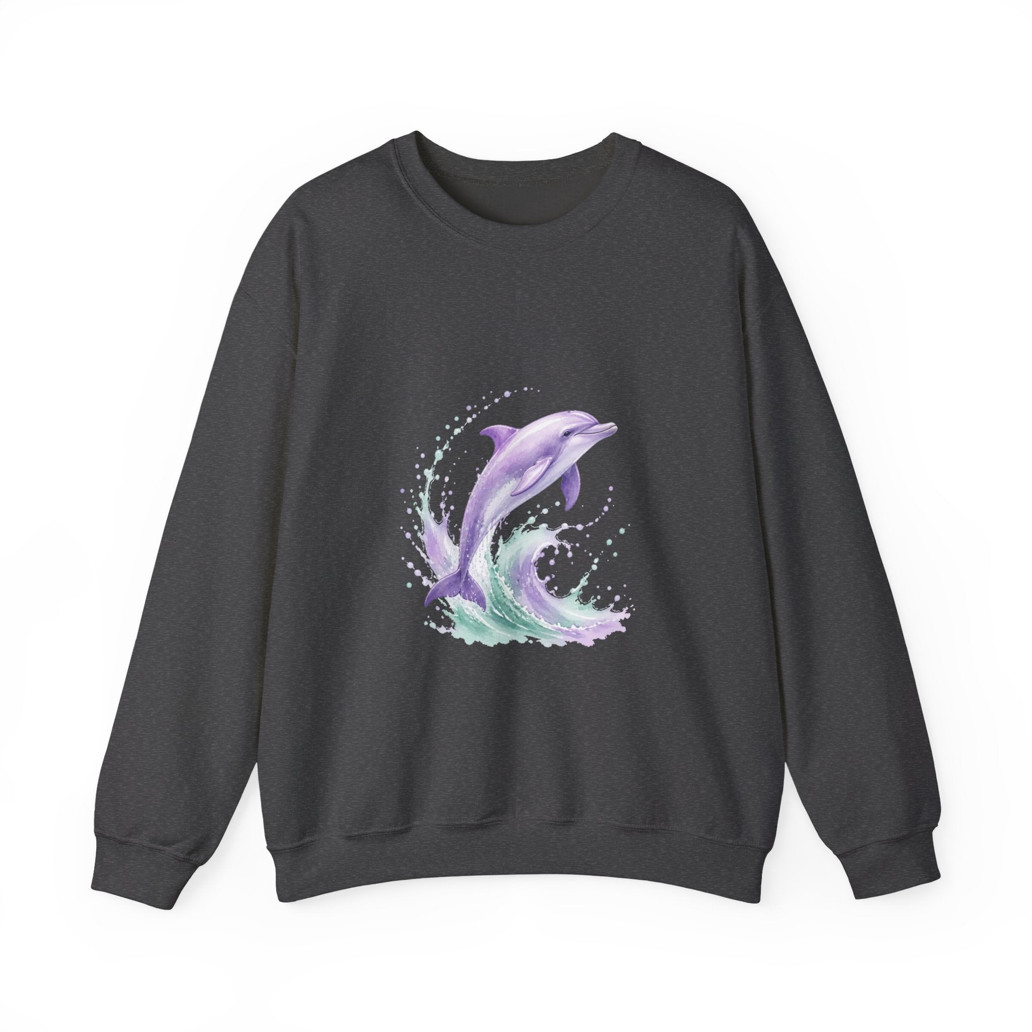 Matching Couple Sweatshirt - Shark & Dolphin Matching Couple Premium Fleece Sweatshirt Watercolor Art His Hers Birthday Gift - Design B