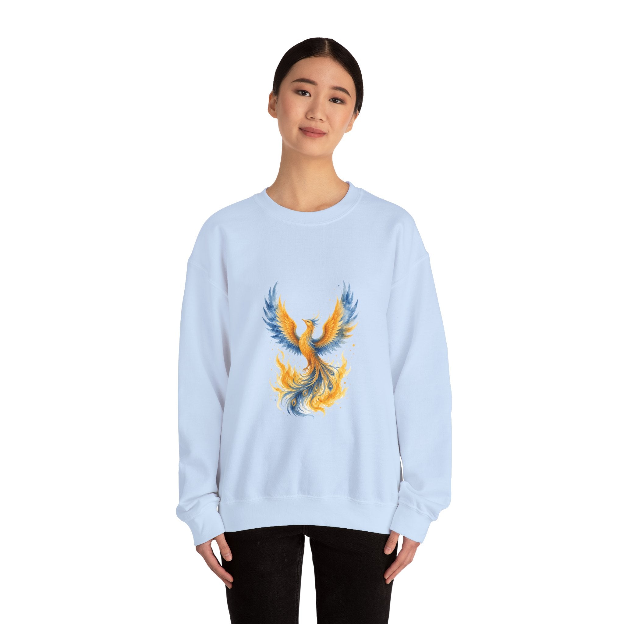 Matching Couple Sweatshirt - Dragon & Phoenix Matching Couple Comfort Colors Crew Watercolor Art His Hers Birthday Gift - Design B
