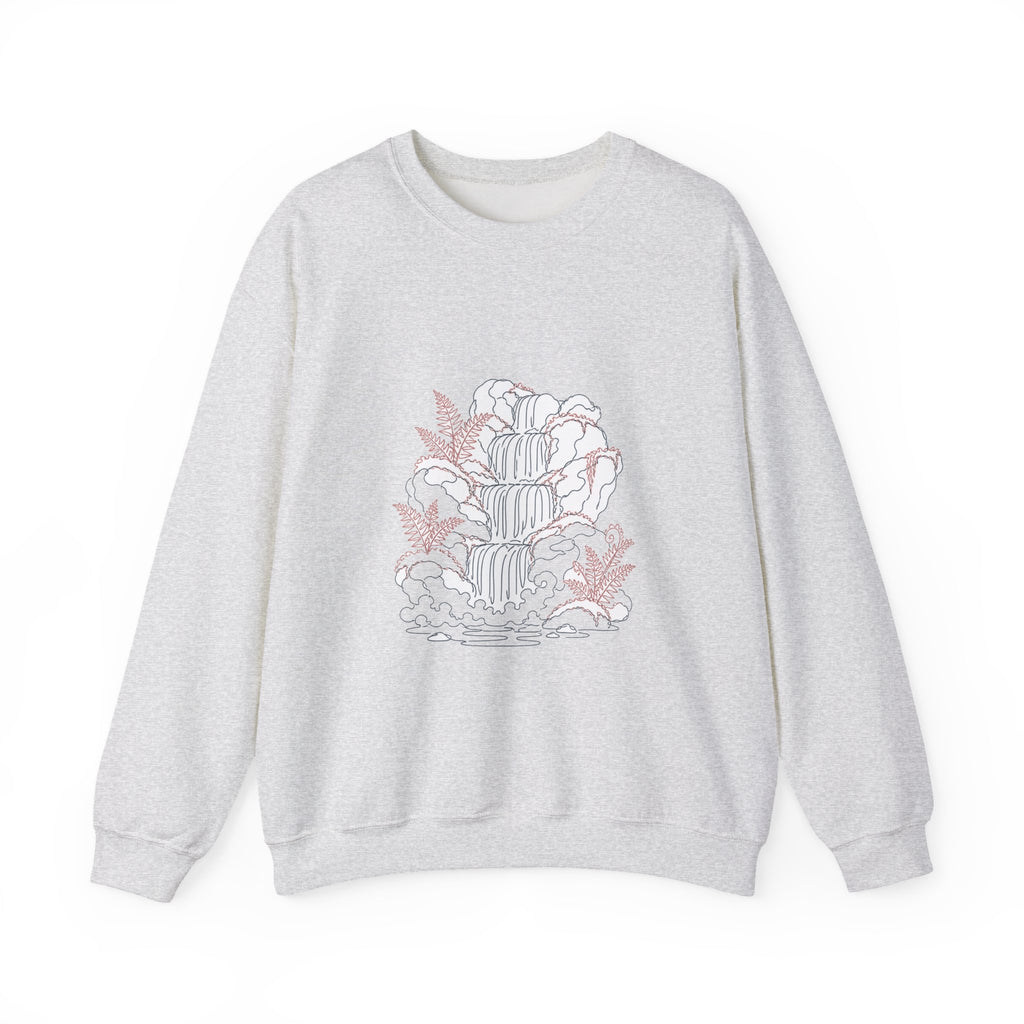 Matching Couple Sweatshirt - Wildfire & Waterfall Matching Couple Crewneck Sweatshirt Minimalist Art His Hers Valentine Gift - Design B