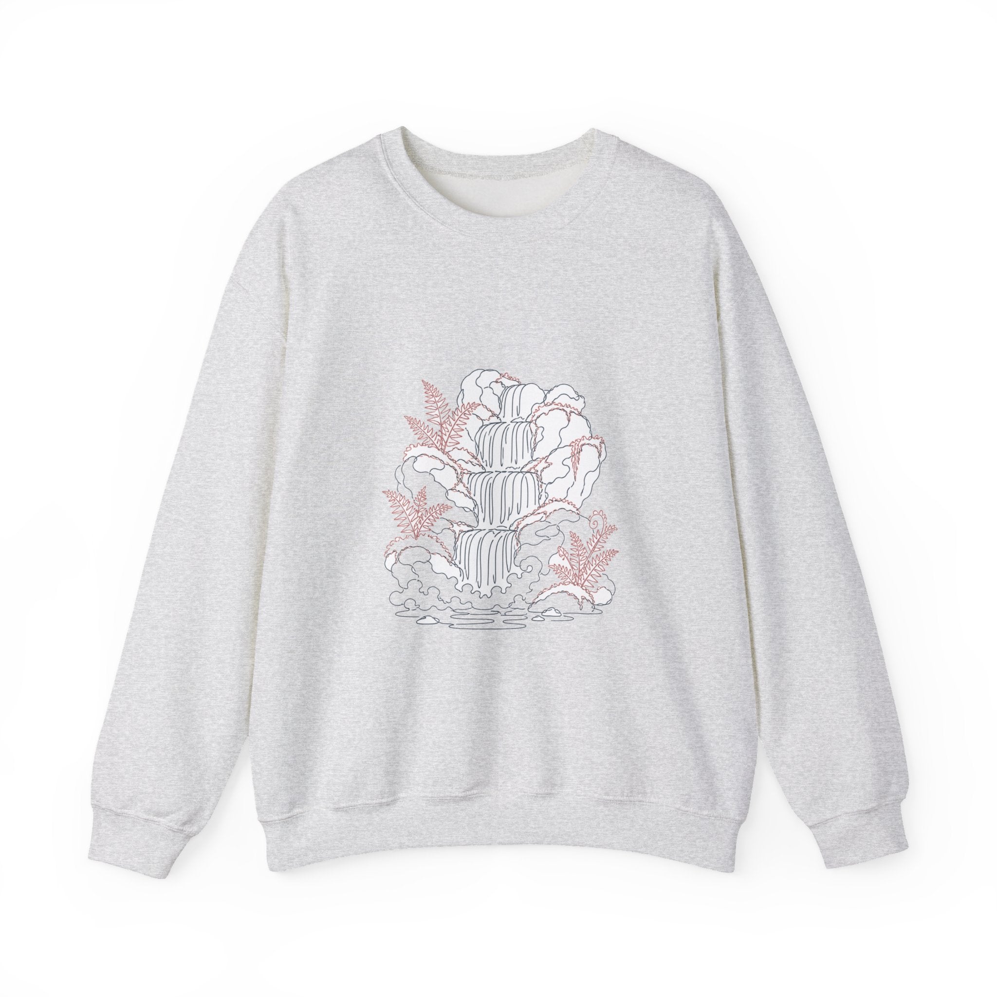 Matching Couple Sweatshirt - Wildfire & Waterfall Matching Couple Crewneck Sweatshirt Minimalist Art His Hers Valentine Gift - Design B