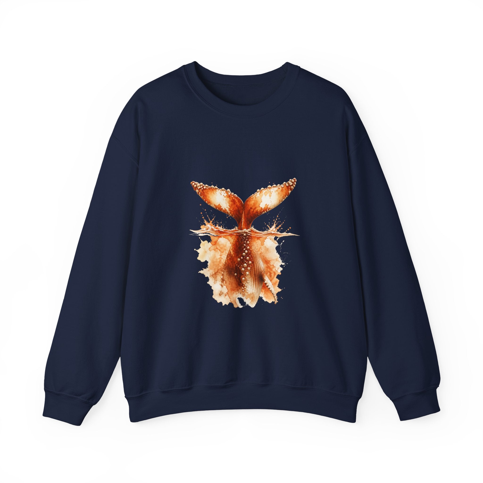 Matching Couple Sweatshirt - Eagle & Whale Matching Couple Premium Fleece Sweatshirt Watercolor Art His Hers Birthday Gift - Design B