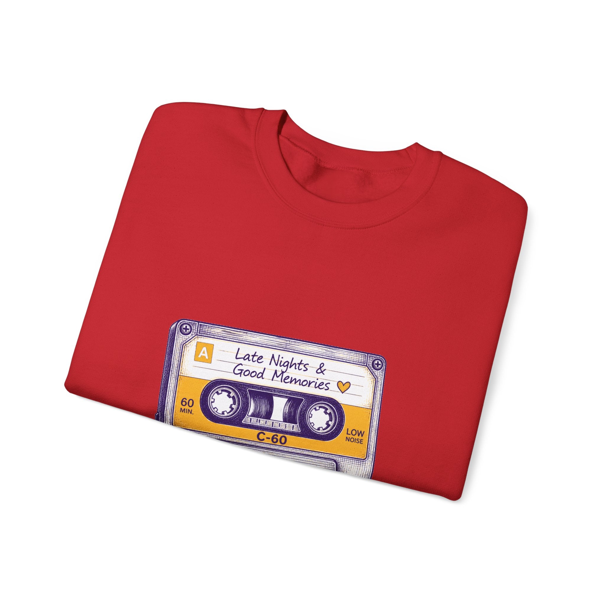 Matching Couple Sweatshirt - Vinyl & Cassette Matching Couple Premium Fleece Sweatshirt Hand-Drawn Art His Hers Anniversary Gift - Design B