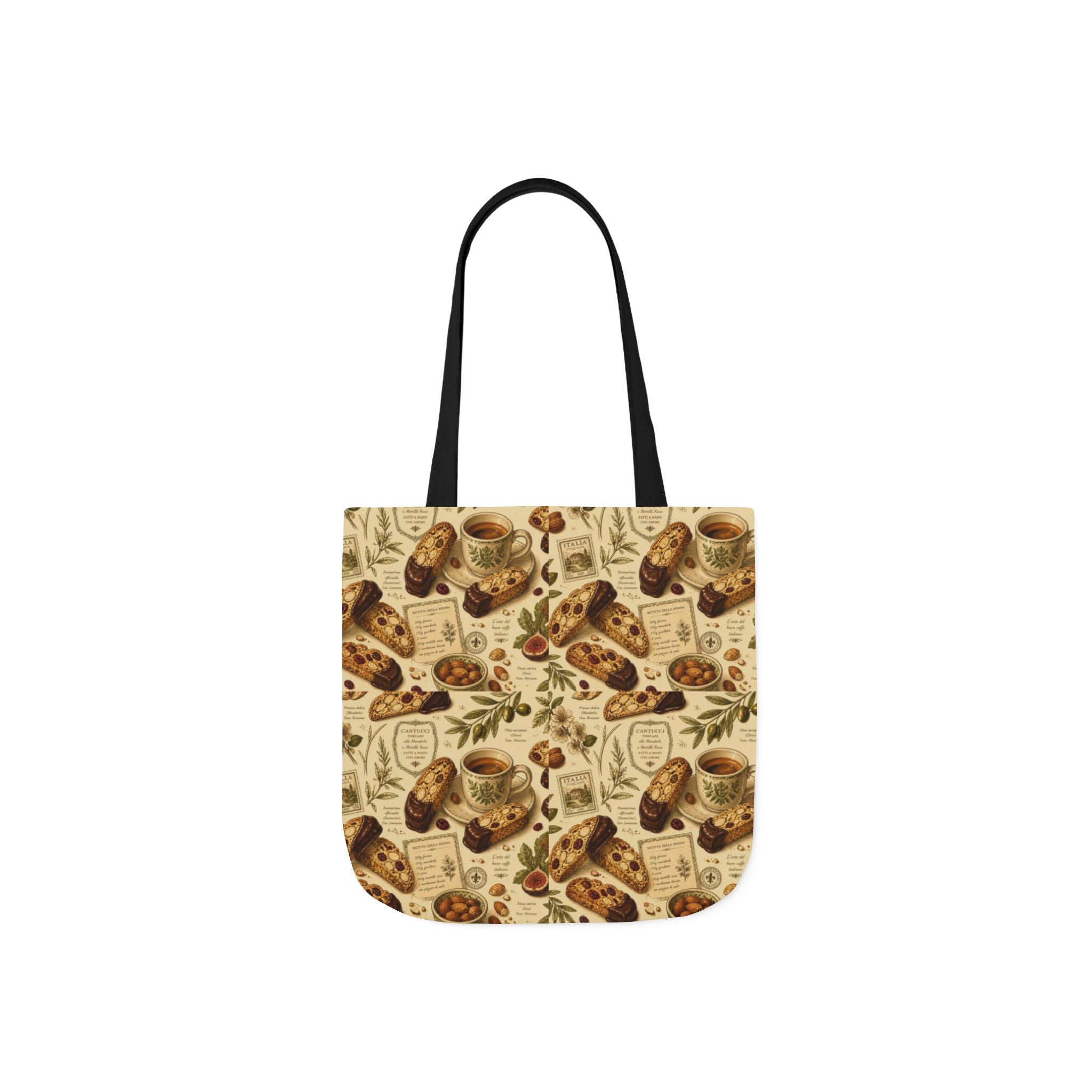 Almond Biscotti Canvas Tote Bag Mediterranean Kitchen Botanical Design Italian Cottagecore Gift