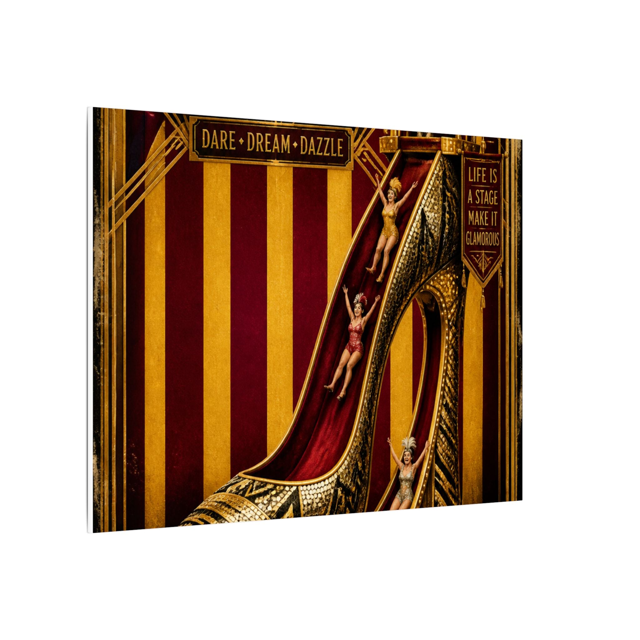 High Heel Slide Wall Art Canvas 16×20 Art Deco Entryway Decor Maximalist Print