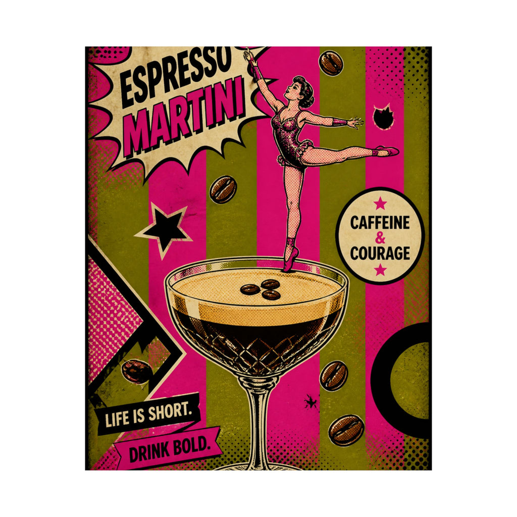 Espresso Martini Acrobat Wall Art Poster 24×36 Pop Art Restaurant Decor Maximalist Print