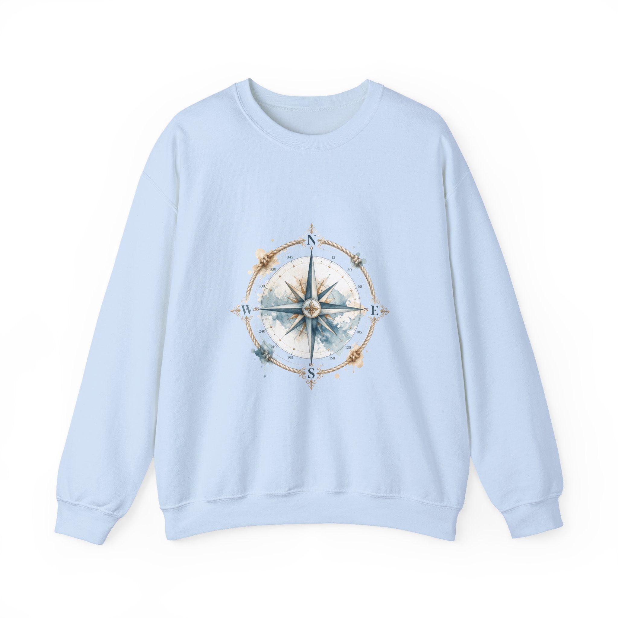 Matching Couple Sweatshirt - Compass North & South Matching Couple Crewneck Sweatshirt Watercolor Art His Hers Engagement Gift - Design A
