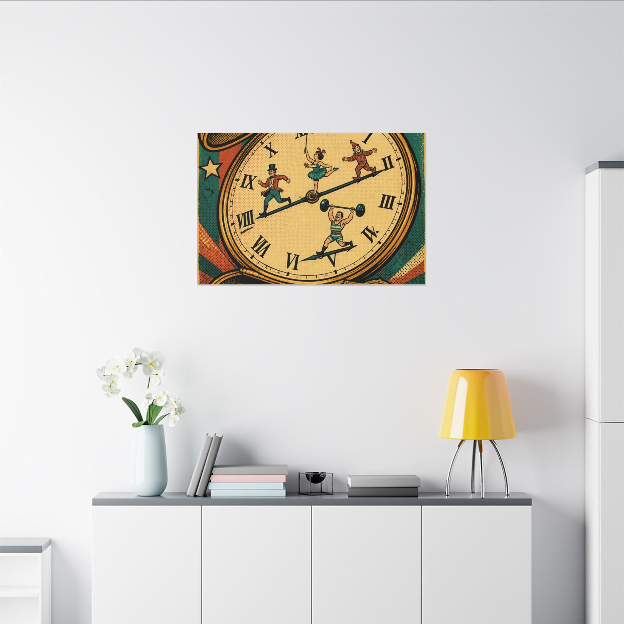 Pocket Watch Performers Wall Art Canvas 24×36 Pop Art Restaurant Decor Maximalist Print