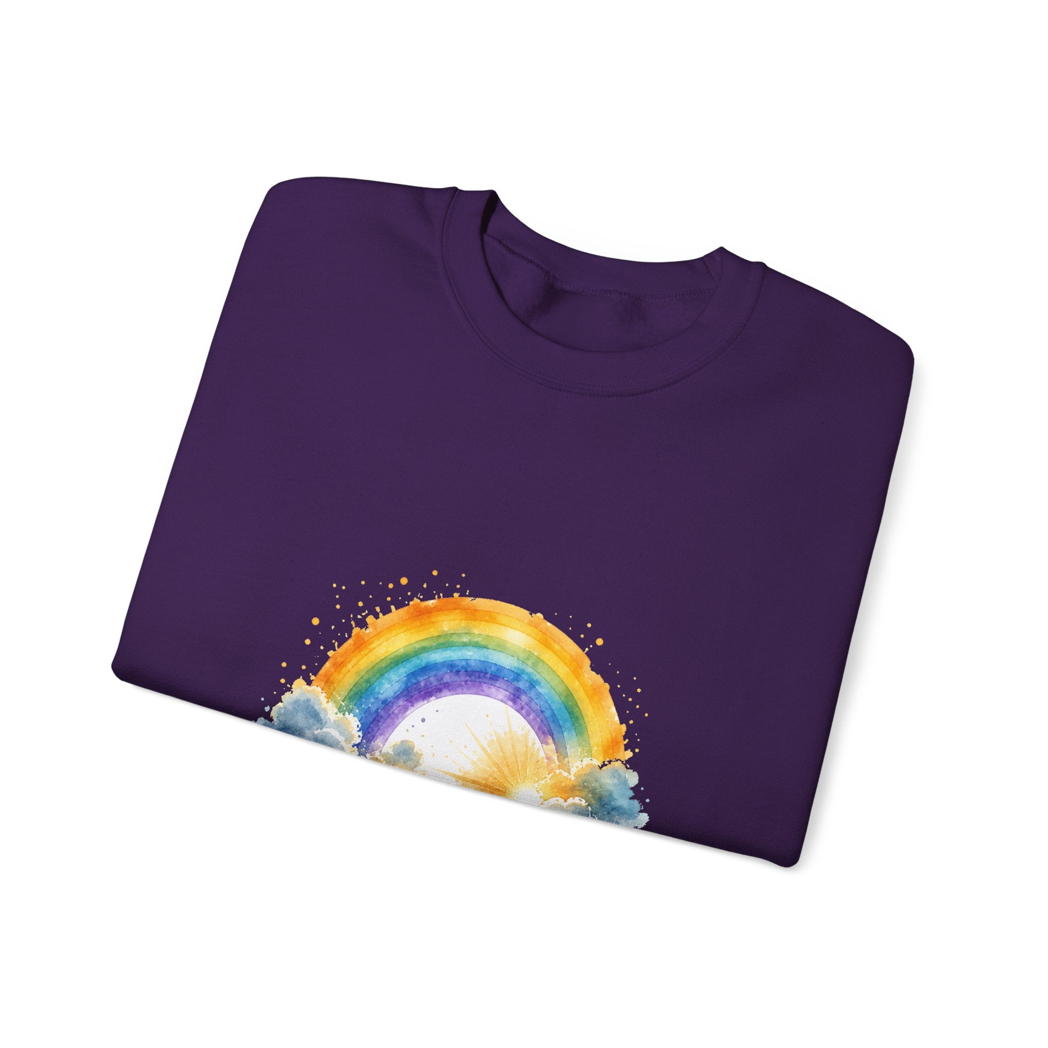 Matching Couple Sweatshirt - Storm & Rainbow Matching Couple Premium Fleece Sweatshirt Watercolor Art His Hers Birthday Gift - Design B