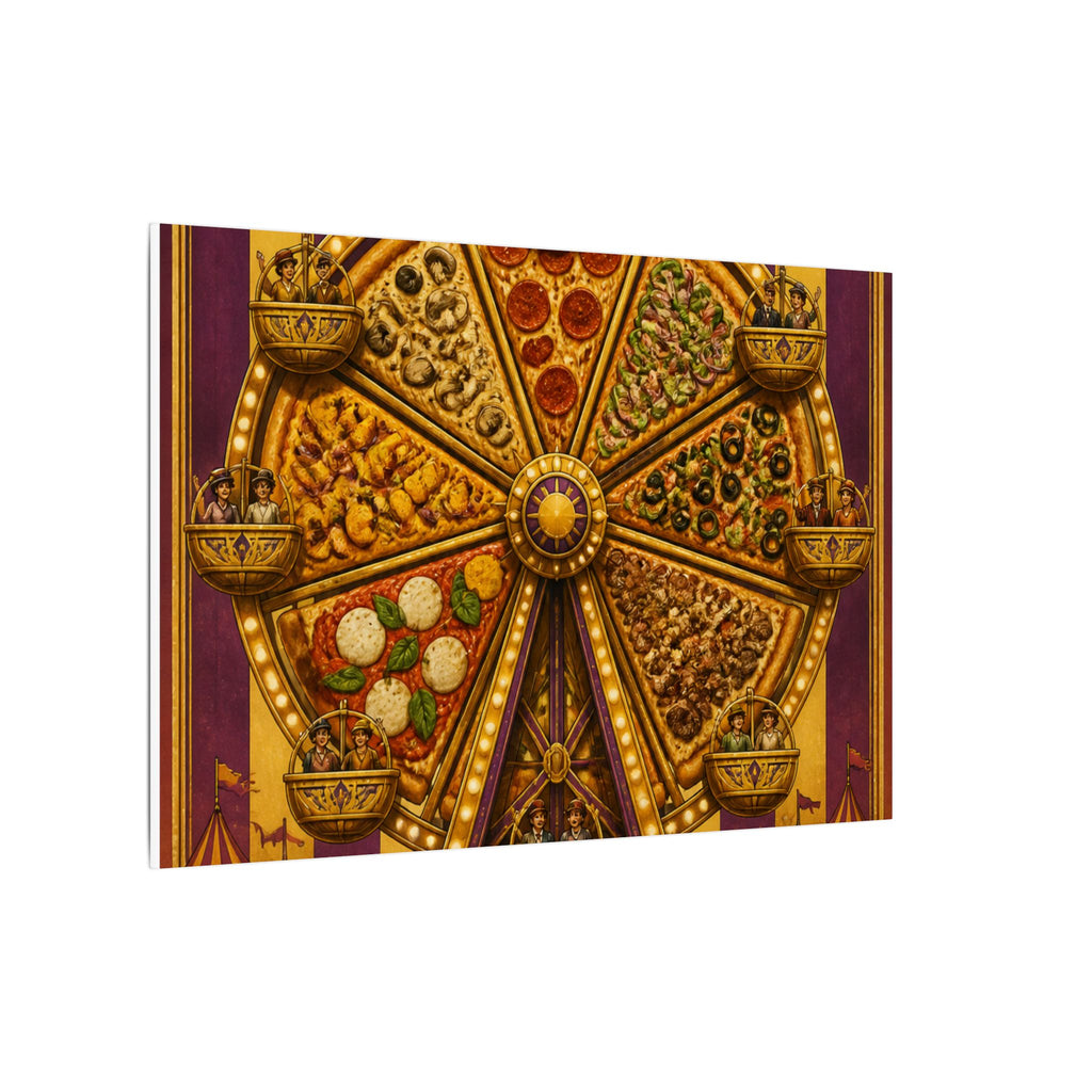 Pizza Ferris Wheel Wall Art Canvas 16×20 Art Deco Entryway Decor Maximalist Print