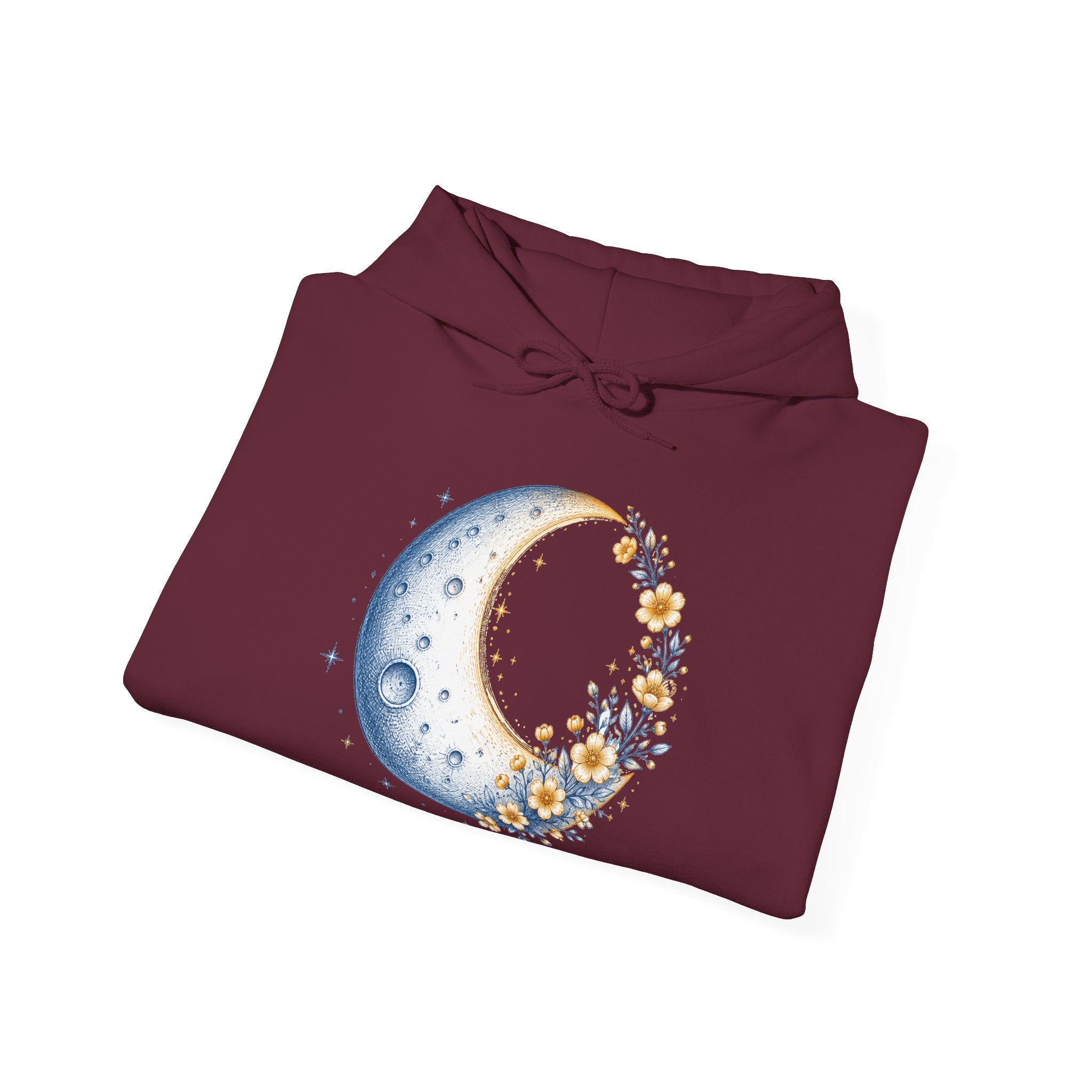 Matching Couple Sweatshirt - Waxing & Waning Moon Matching Couple Hooded Sweatshirt Hand-Drawn Art His Hers Best Friend Gift - Design A