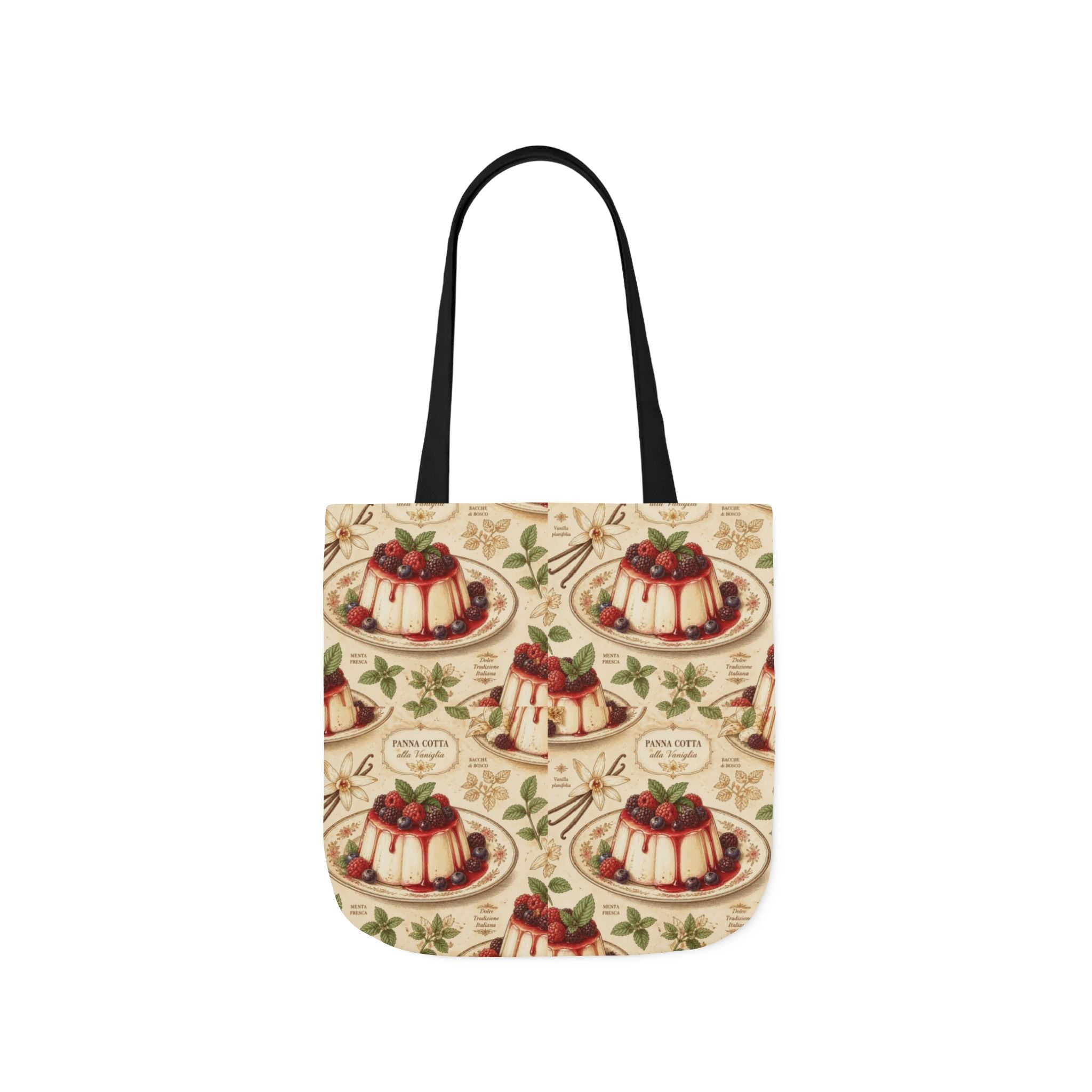 Panna Cotta Canvas Tote Bag Mediterranean Kitchen Botanical Design Italian Cottagecore Gift