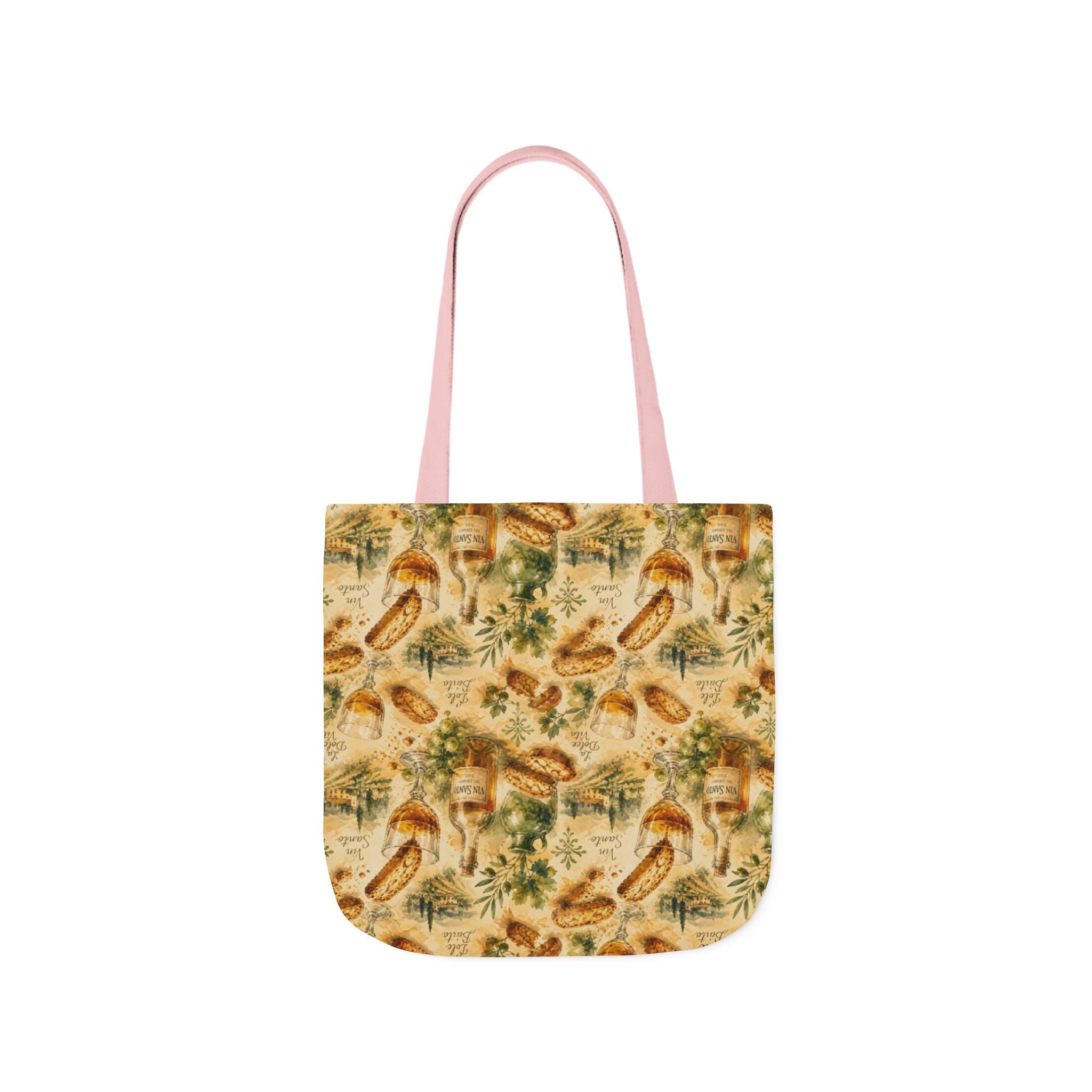 Biscotti & Vin Santo Canvas Tote Bag Mediterranean Kitchen Watercolor Splash Design Italian Cottagecore Gift